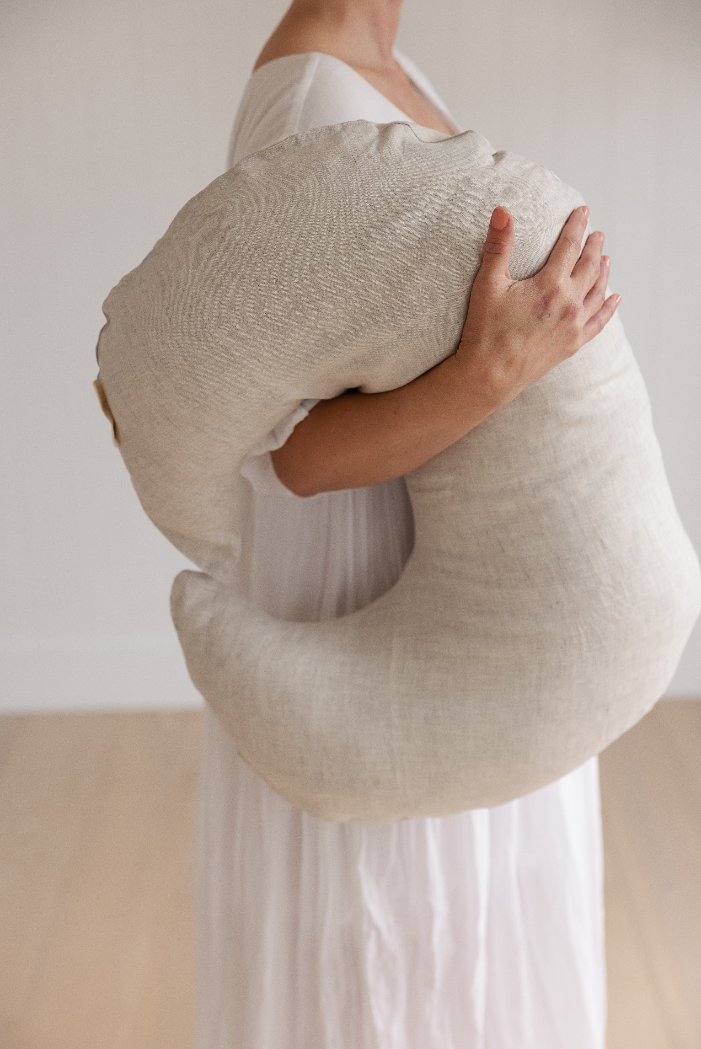 Nursing Pillow & Cover- Moon Shape- Oat Natural