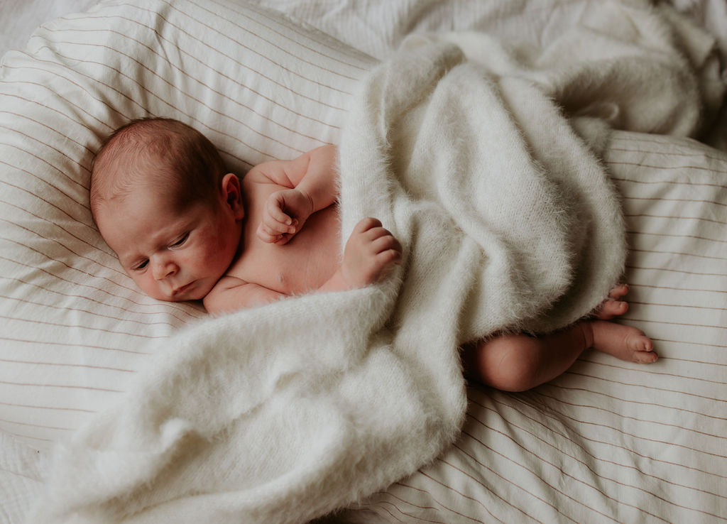 Baby Lounger Nest + Rust Stripe Linen Cover