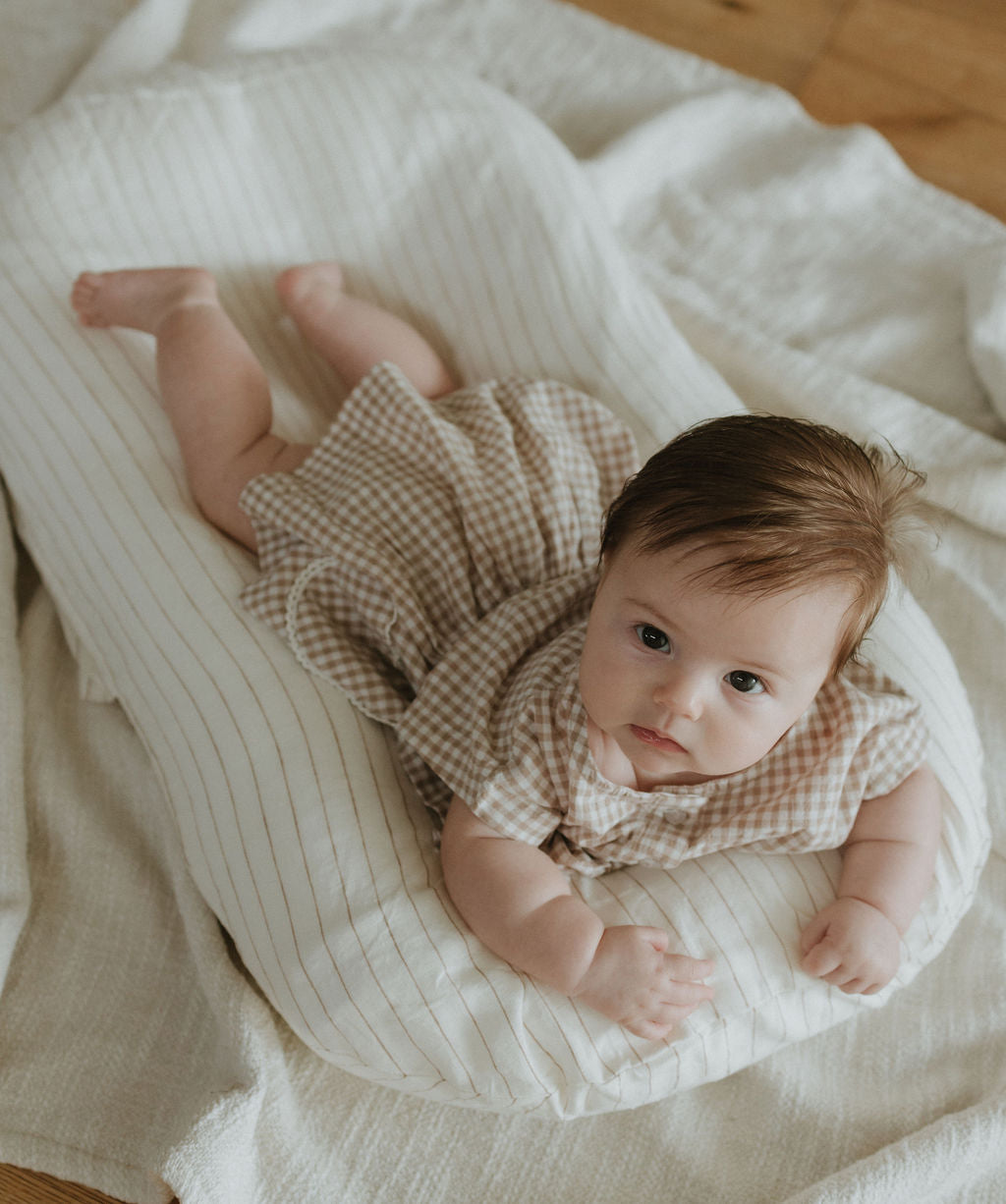 Baby Lounger Nest + Rust Stripe Linen Cover
