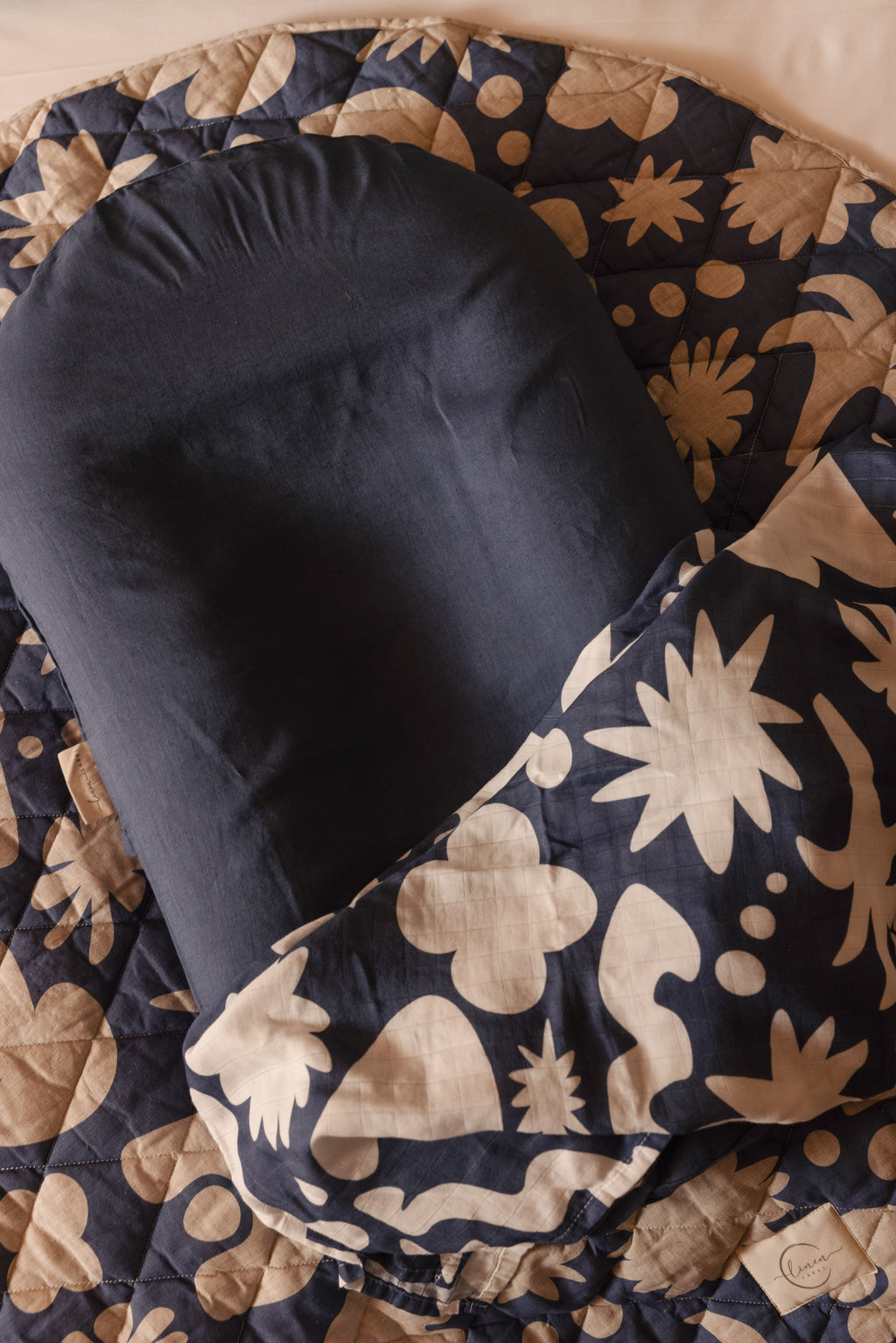 Baby Lounger Nest + Denim Blue Linen Cover