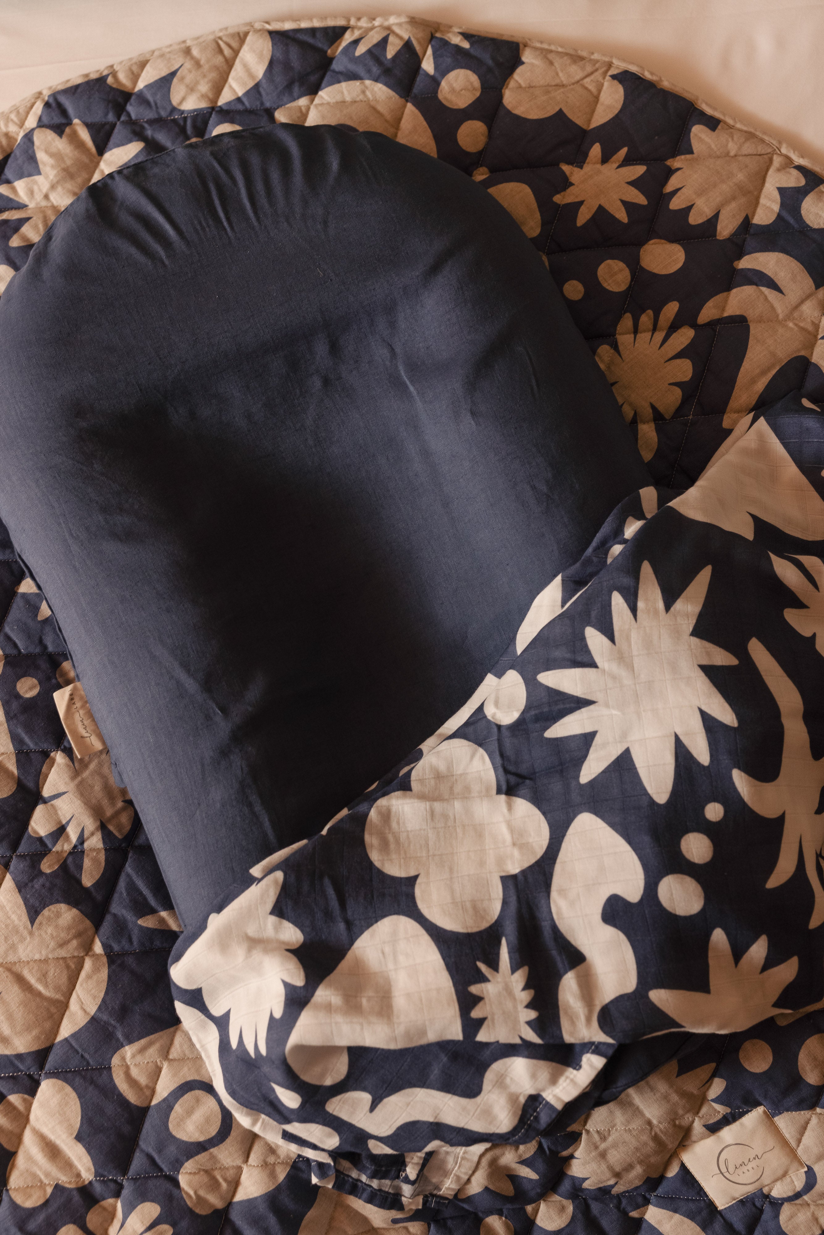 Baby Lounger Nest + Denim Blue Linen Cover