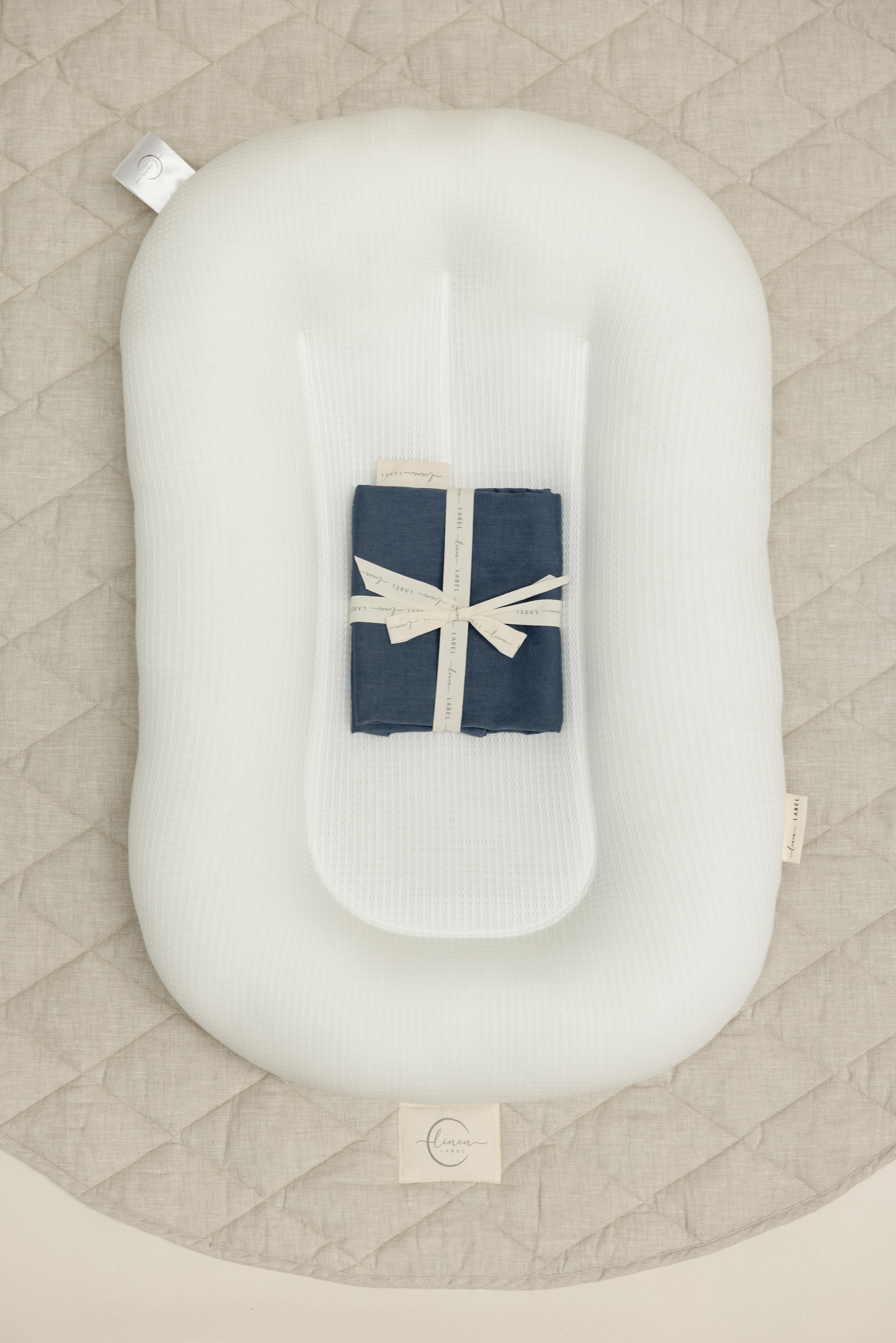 Baby Lounger Nest + Denim Blue Linen Cover