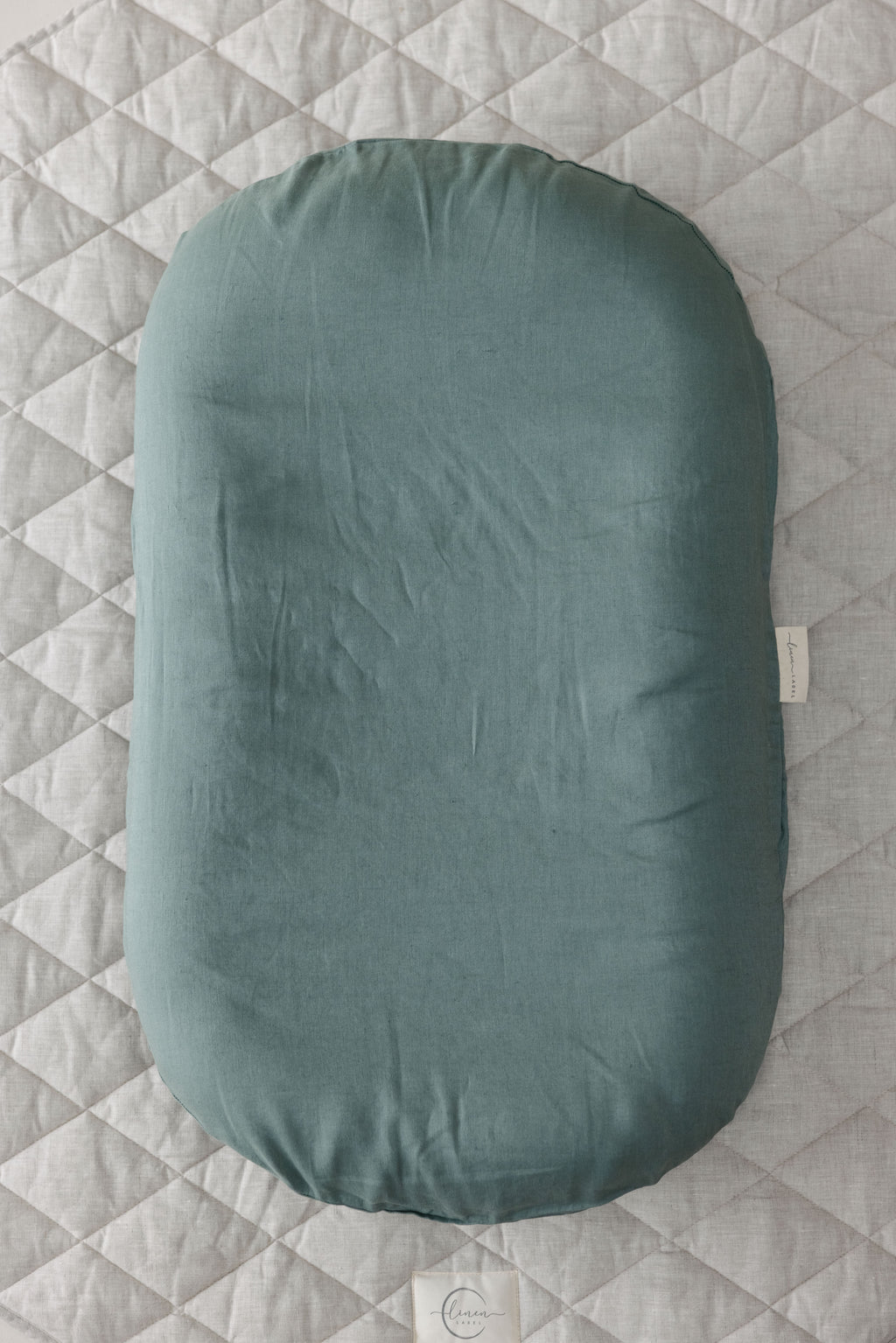 Baby Lounger Nest + Opal sage Linen Cover