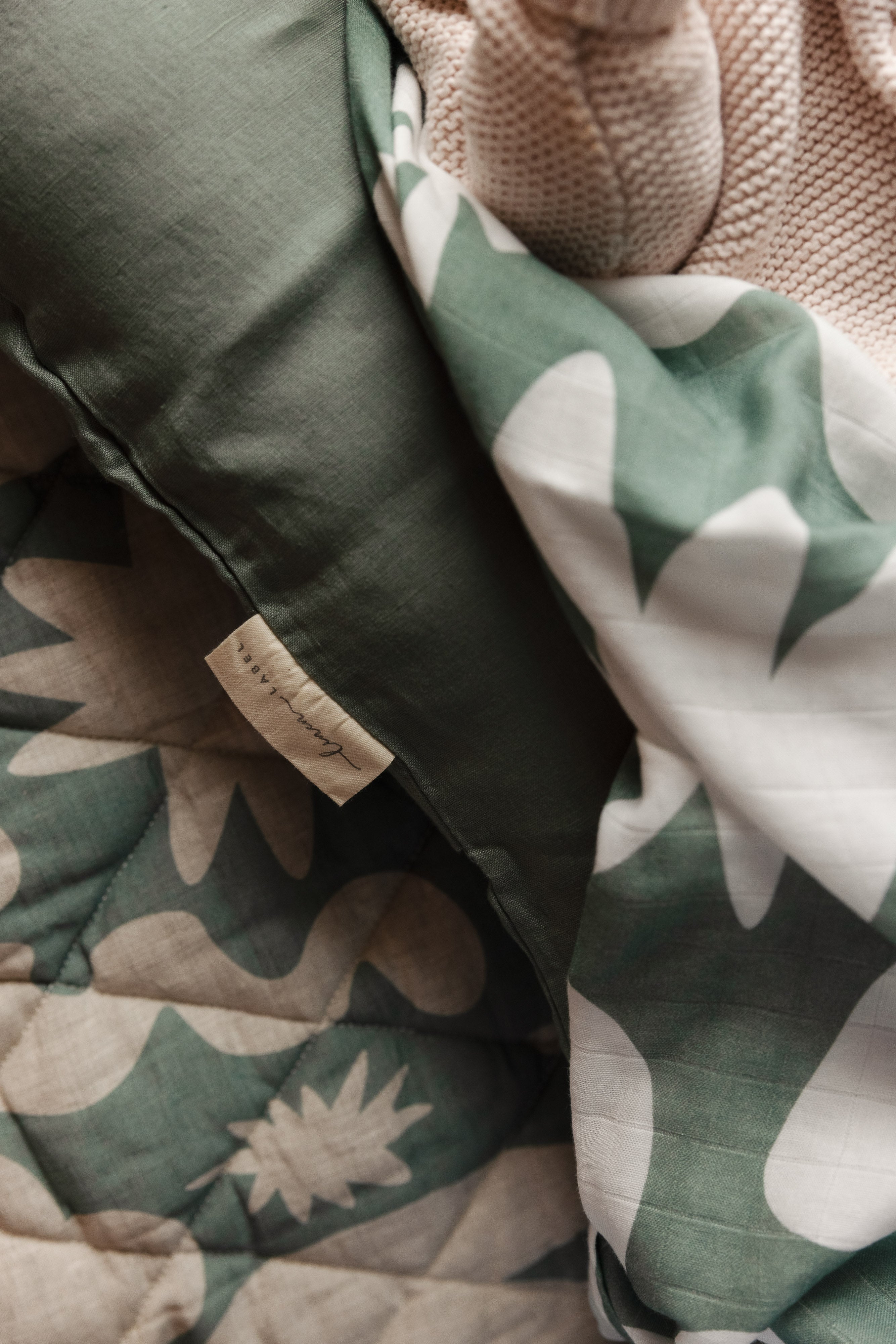 Baby Lounger Nest + Opal sage Linen Cover