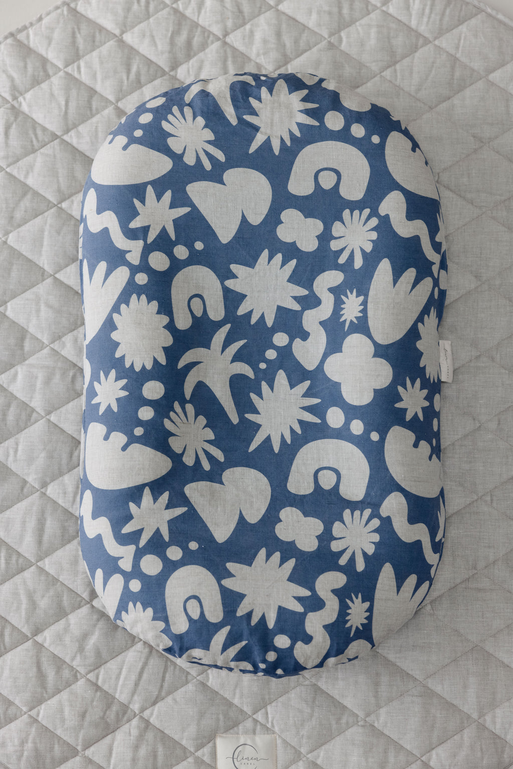 Baby Lounger Nest + Print Denim Blue Linen Cover