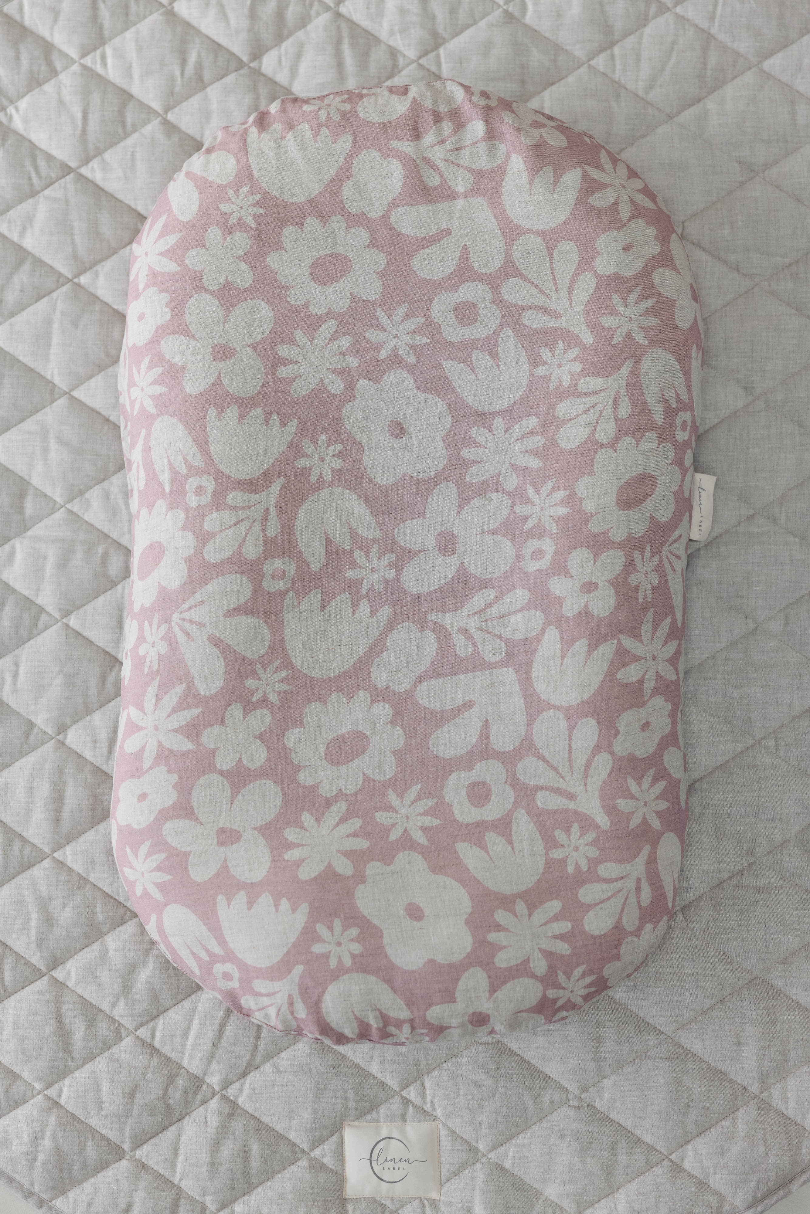 Baby Lounger Nest + Print Blush Linen Cover