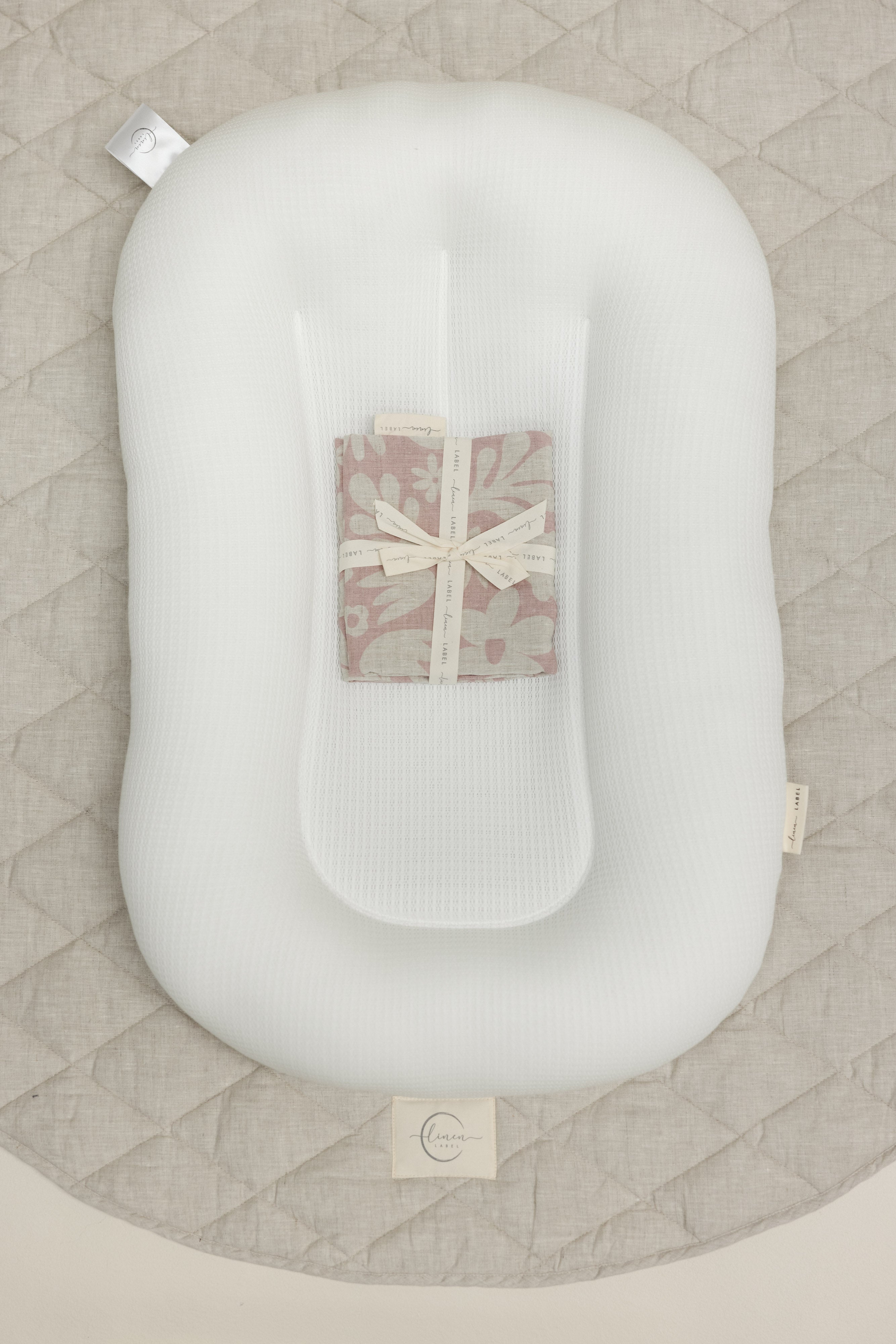 Baby Lounger Nest + Print Blush Linen Cover