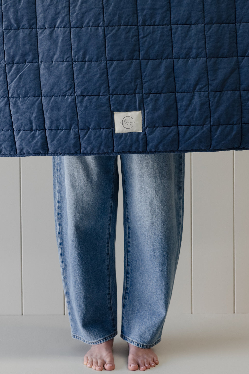 Rectangle Toddler blanket & Play Mat- Solid Denim Blue