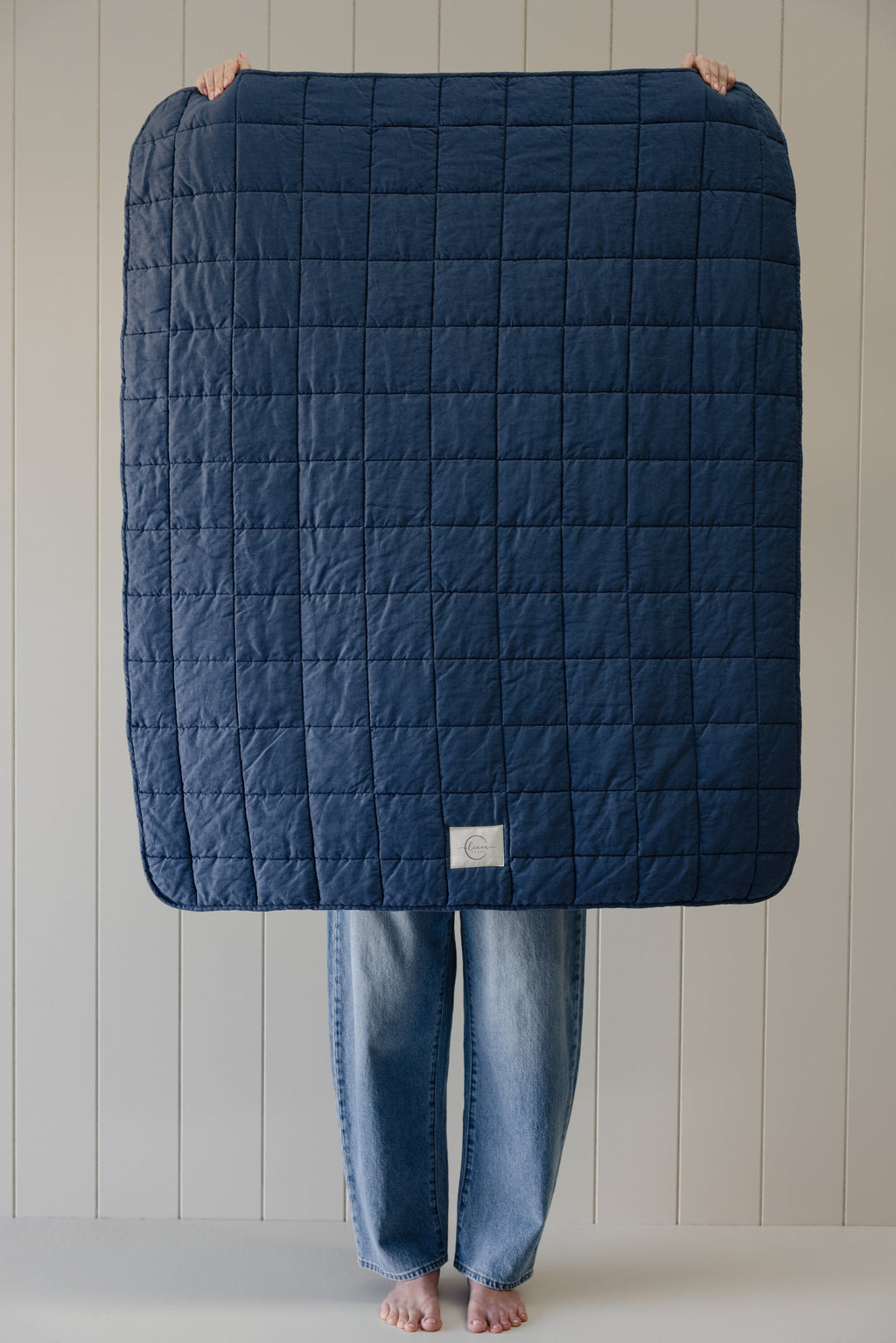 Rectangle Toddler blanket & Play Mat- Solid Denim Blue