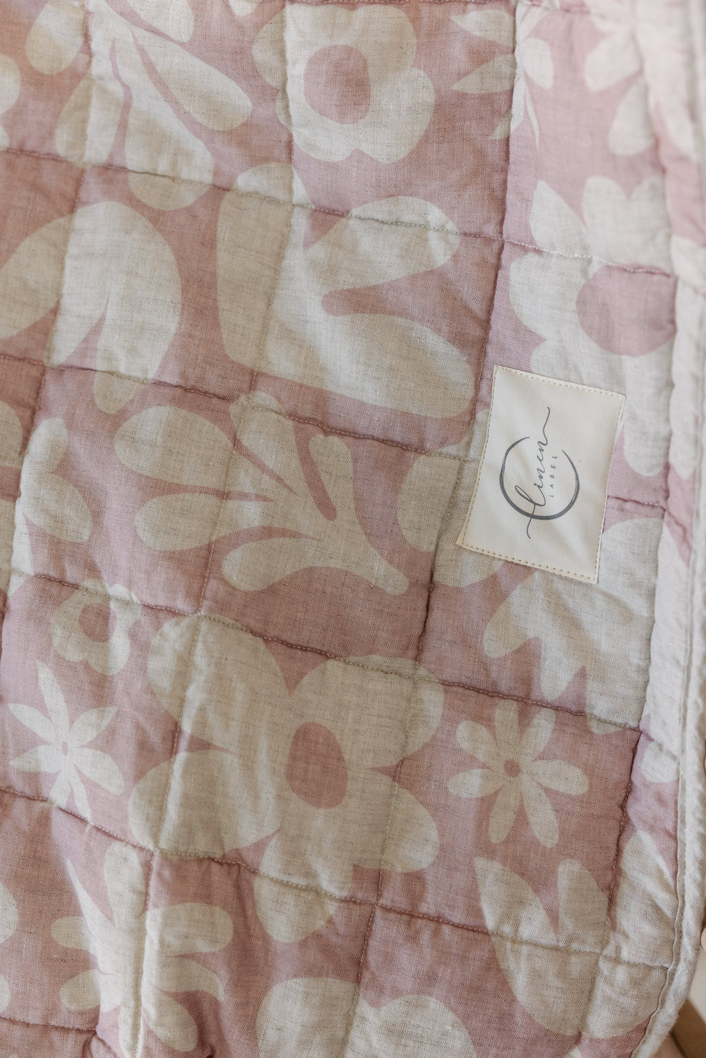 Rectangle Toddler Cot blanket & Play Mat- Print Blush & Oat