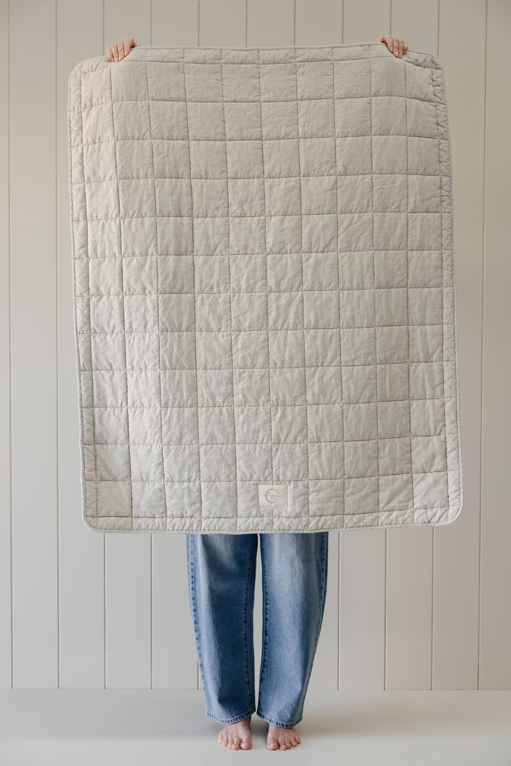 Rectangle Toddler Cot blanket & Play Mat- Print Blush & Oat