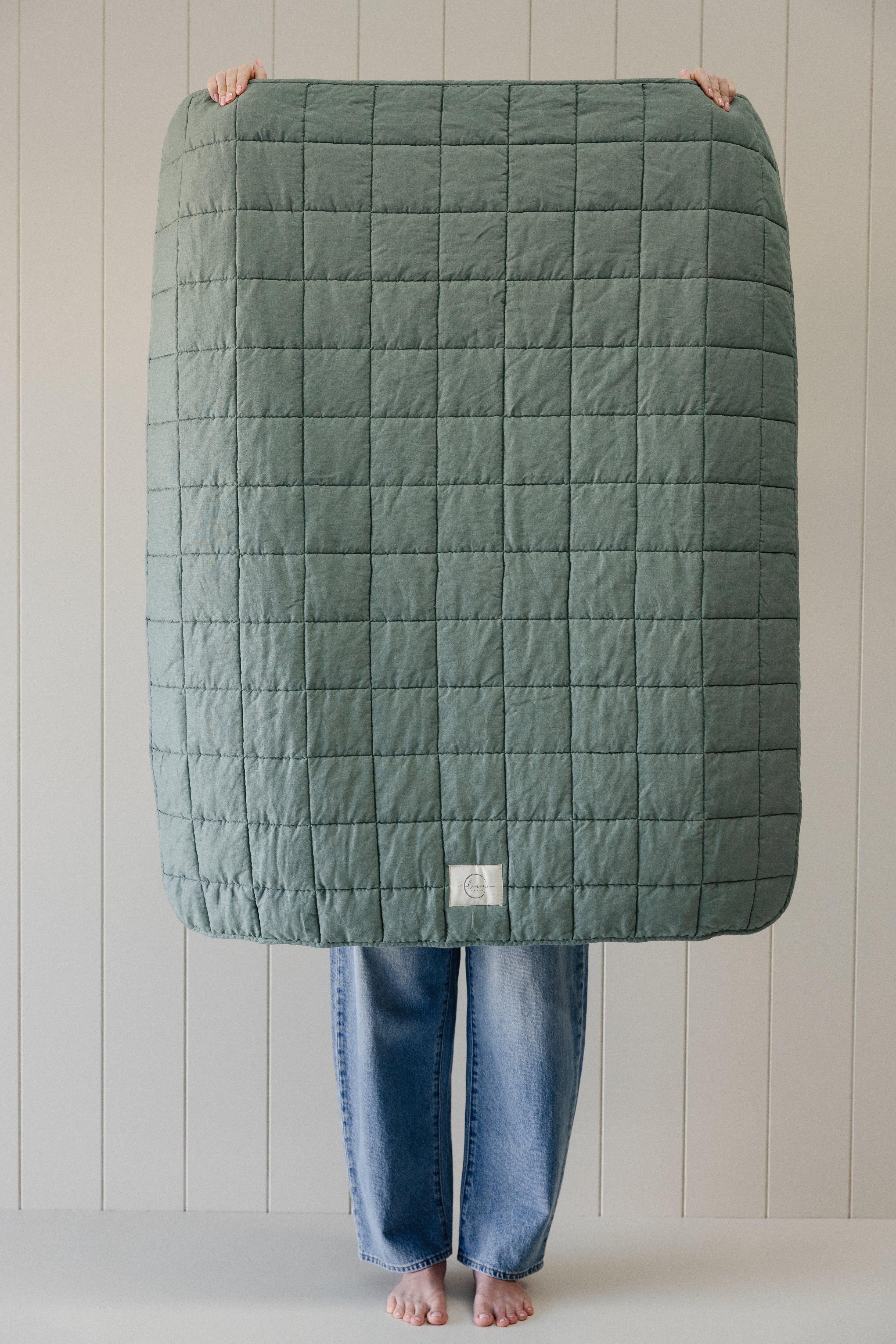 Rectangle Toddler blanket & Play Mat- Solid Opal Sage