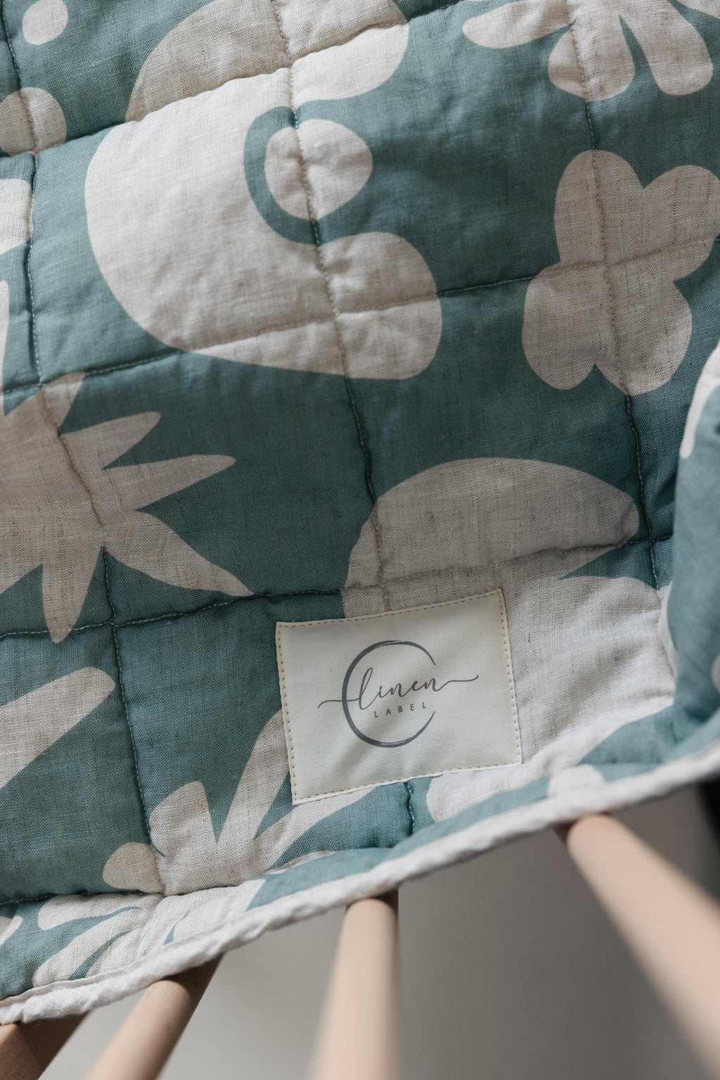 Rectangle Toddler Cot blanket & Play Mat- Print Opal Sage & Oat