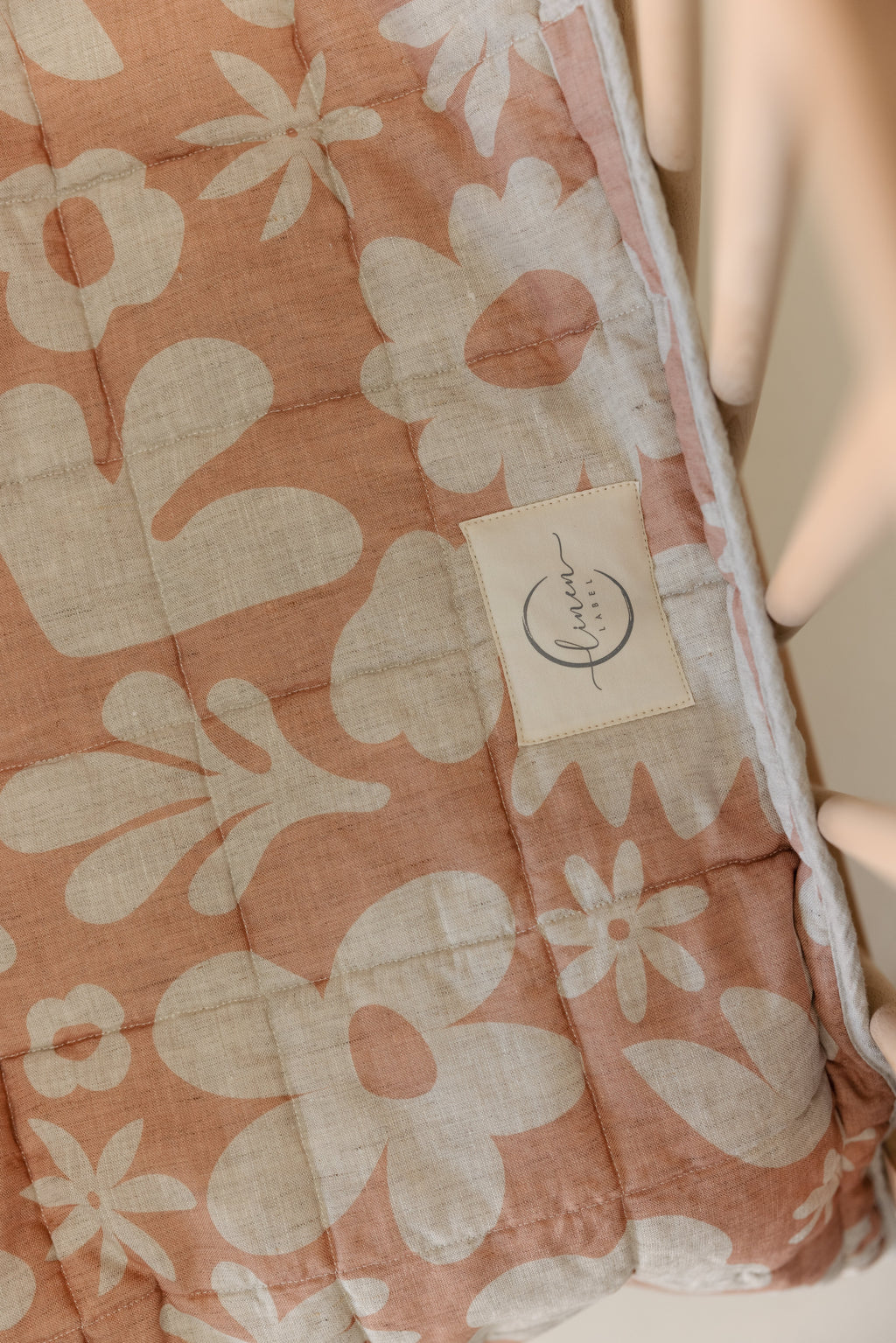 Rectangle Toddler Cot blanket & Play Mat- Print Soft Clay & Oat