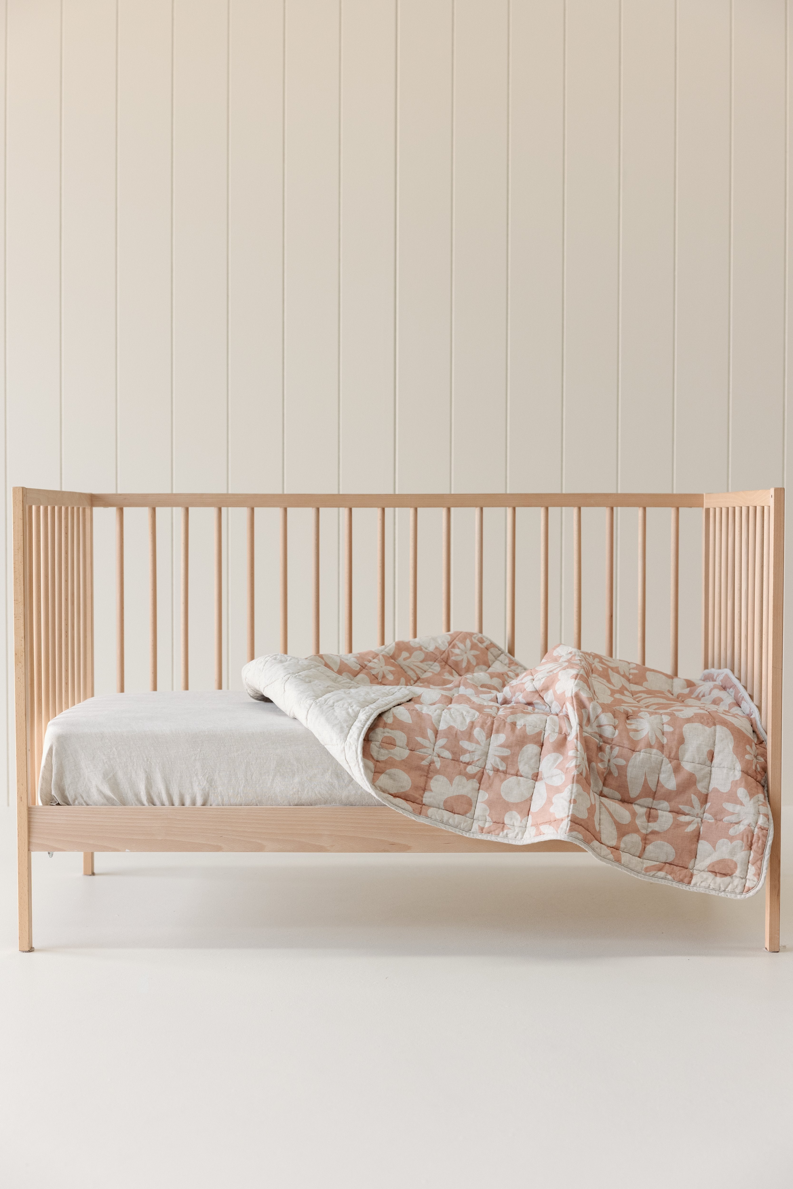 Rectangle Toddler Cot blanket & Play Mat- Print Soft Clay & Oat