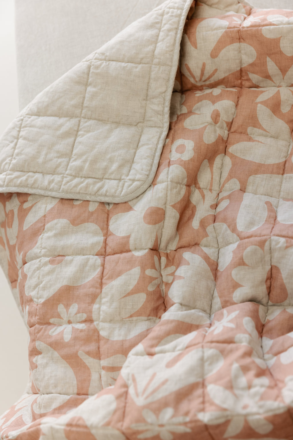 Rectangle Toddler Cot blanket & Play Mat- Print Soft Clay & Oat