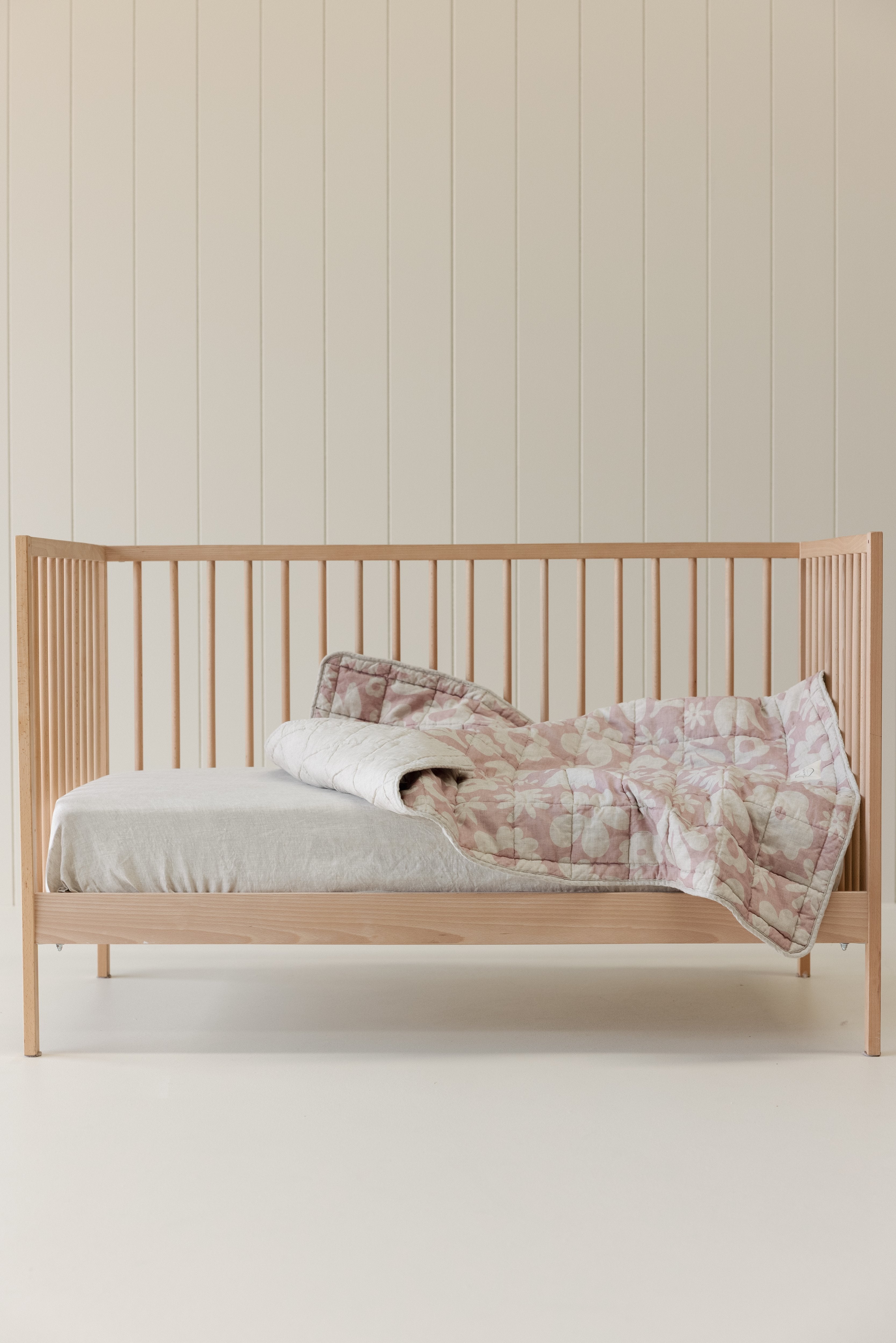Rectangle Toddler Cot blanket & Play Mat- Print Blush & Oat