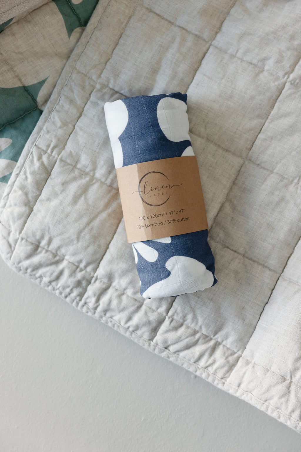 Muslin Swaddle Blanket- Sungazer Denim Blue Print