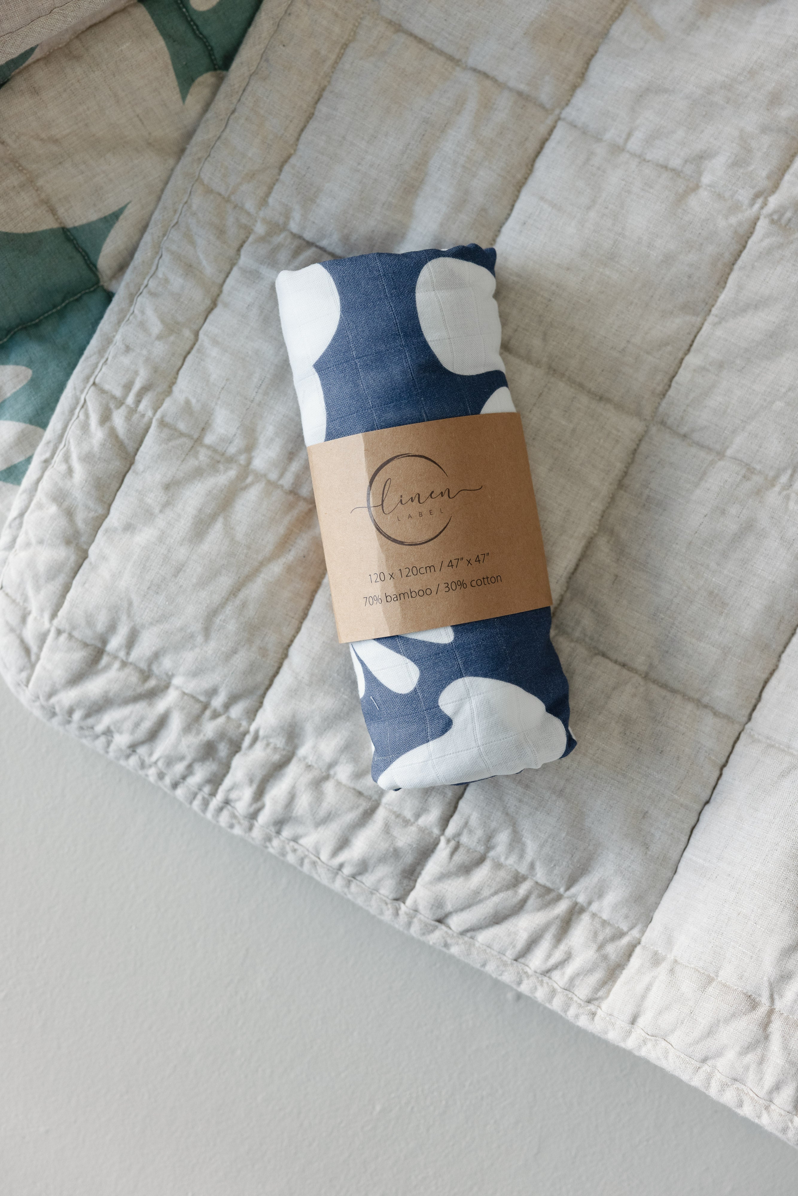 Muslin Swaddle Blanket- Sungazer Denim Blue Print