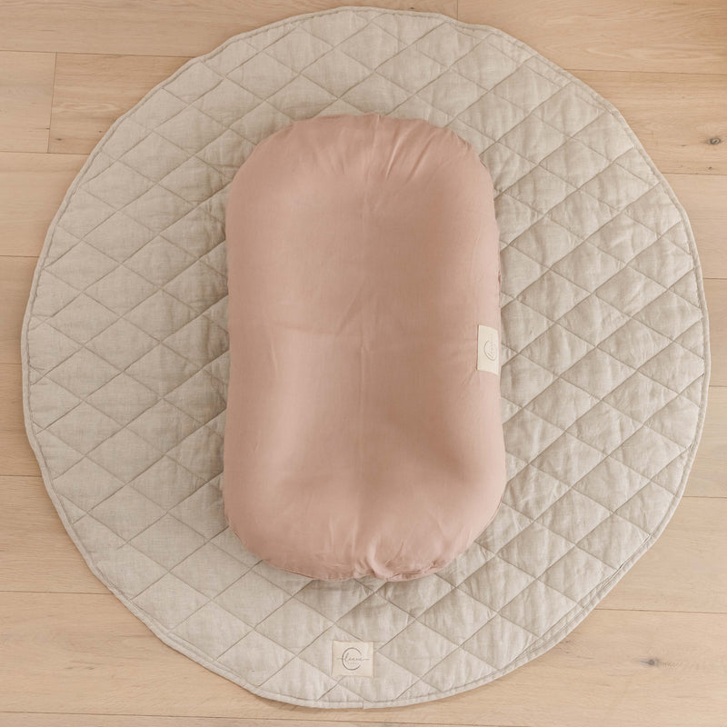 Linen Label baby lounger nest is breathable haven for your little one, complete with a French Linen Cover for added comfort and style