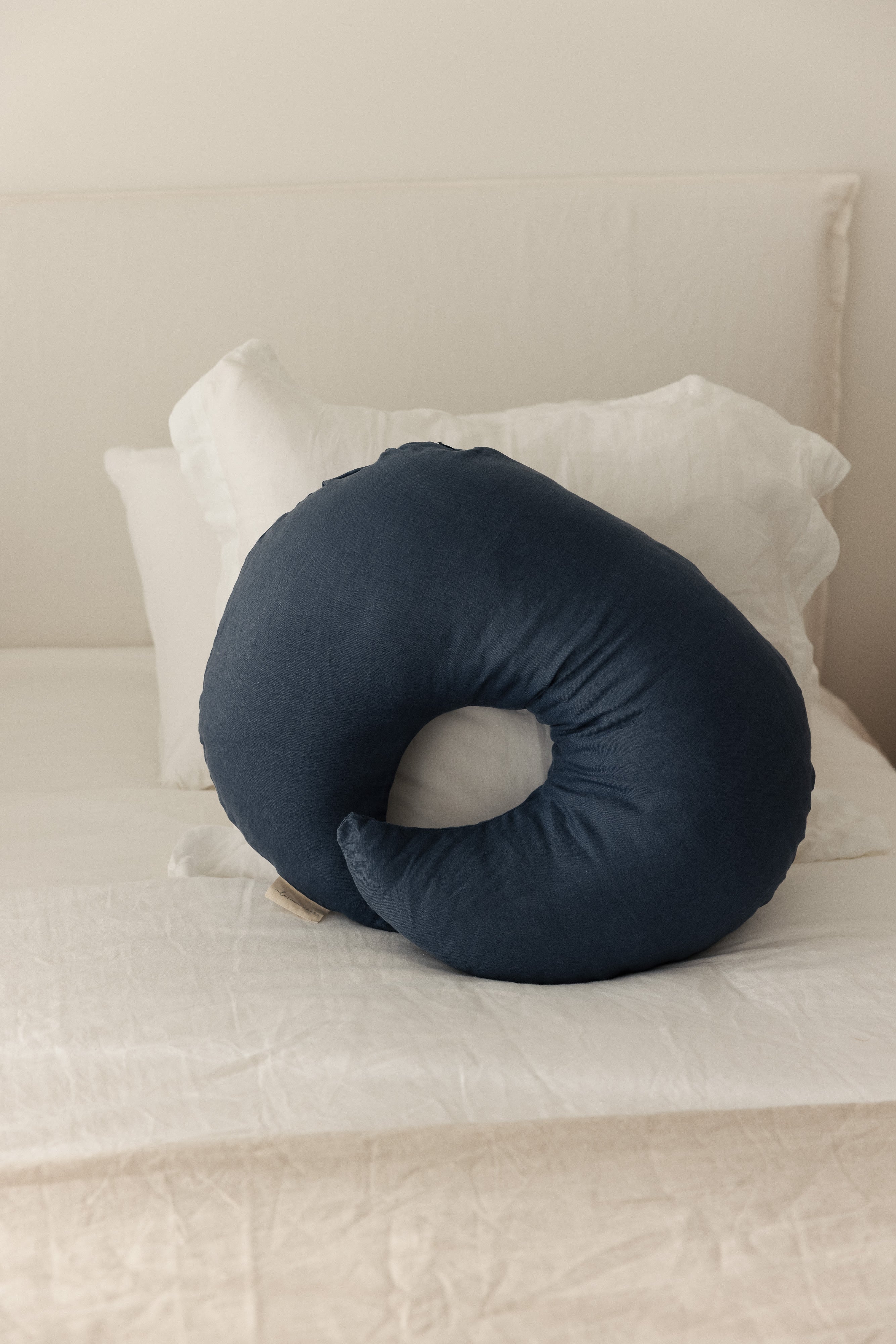 Moon Shape Nursing Pillow- Denim Blue