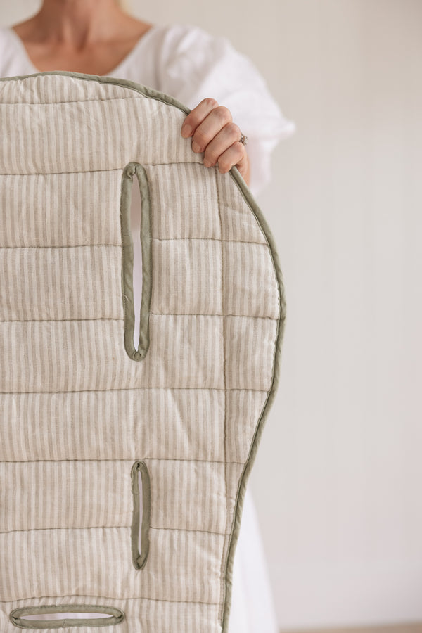 Soft Sage & Pinstripe - Pram liner