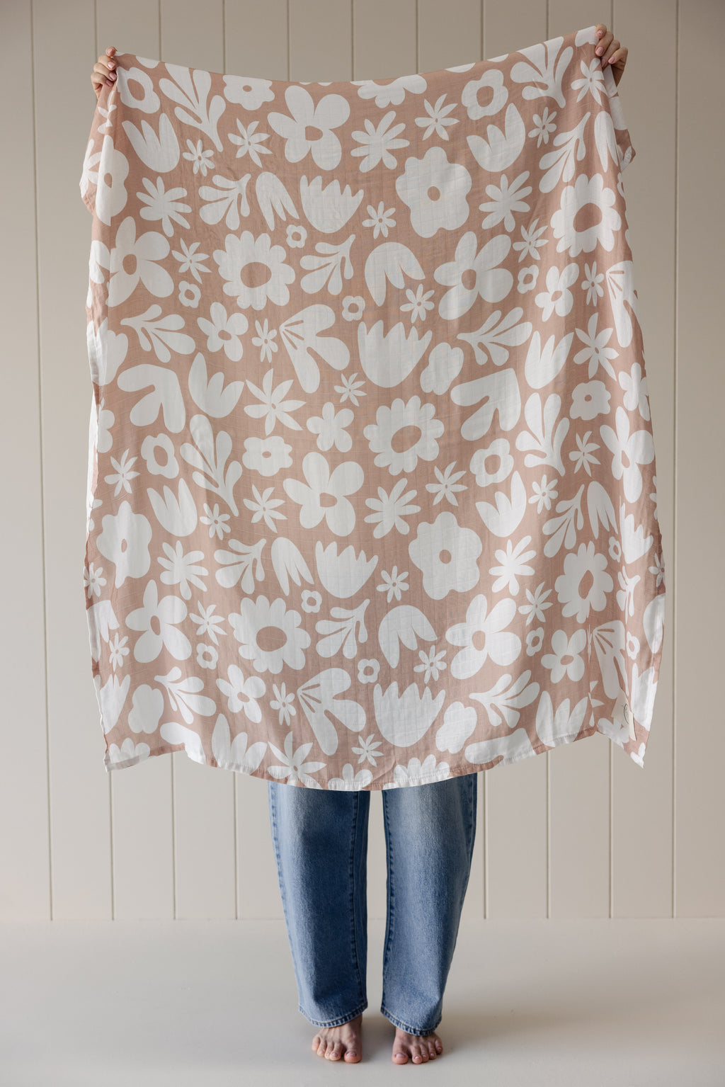 Muslin Swaddle Blanket- Meadow Soft Clay Print
