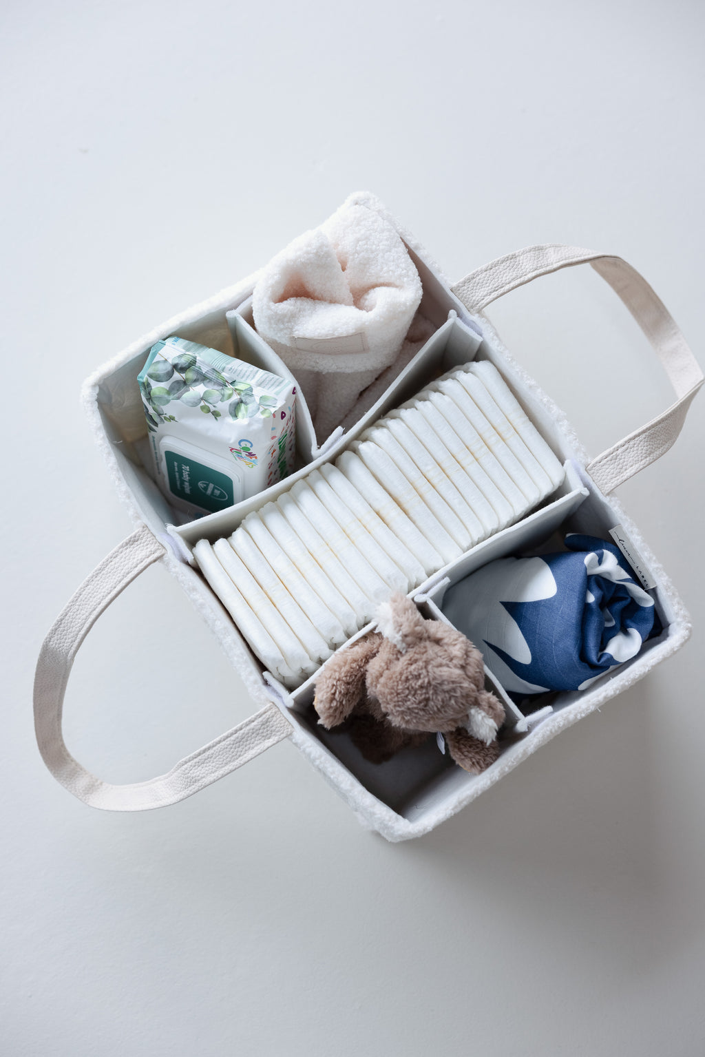 Teddy Core Nappy Caddy- Snow - NEW