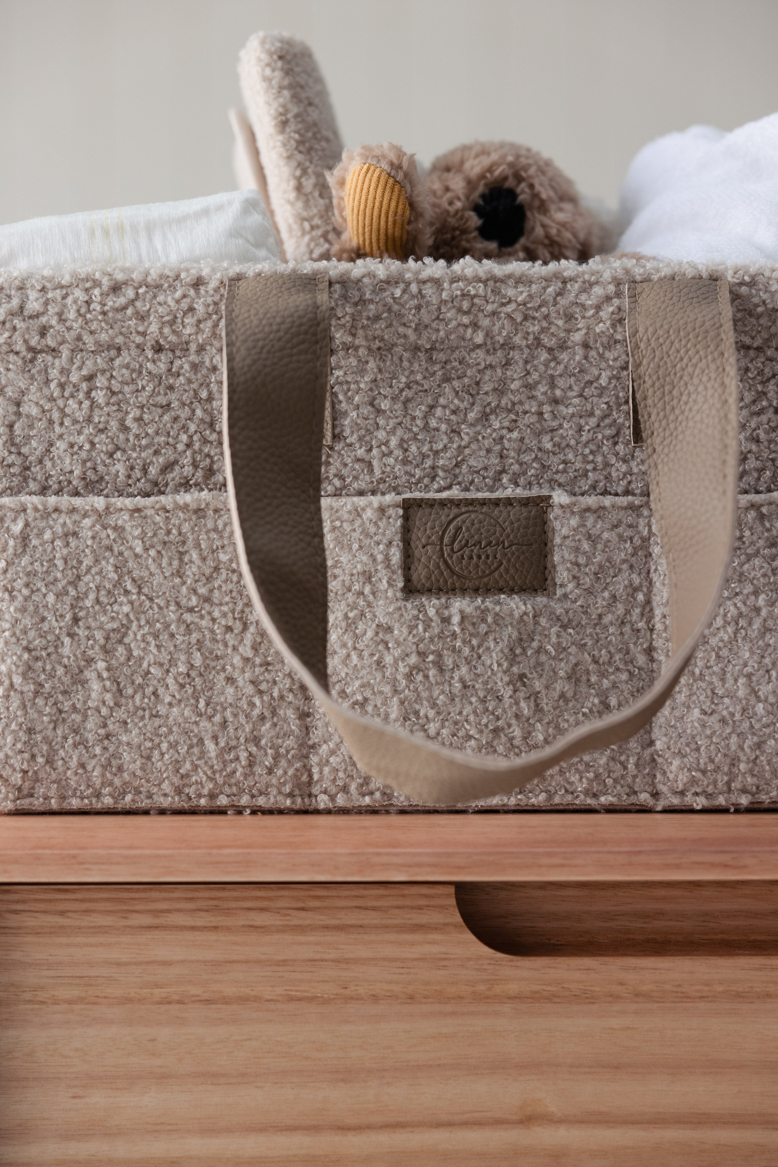Teddy Nappy Caddy- Soft Nude- NEW