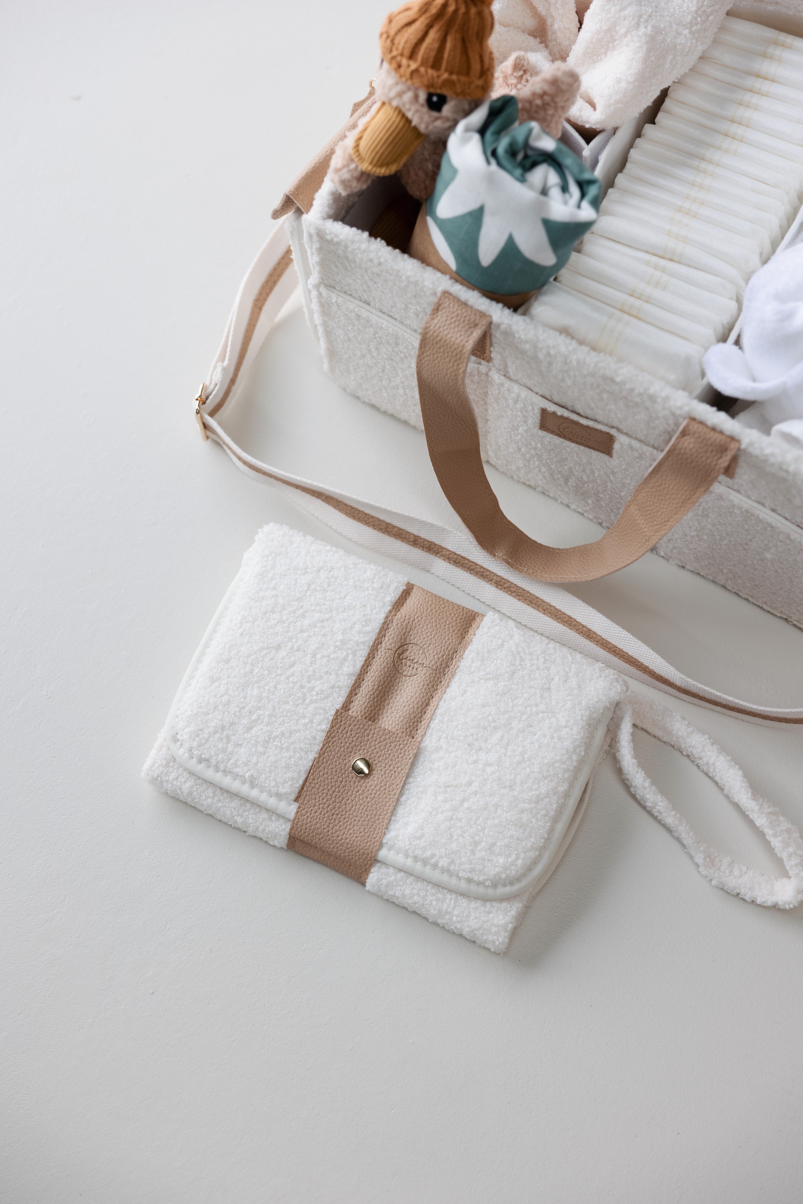 XL Teddy Nappy Caddy- SNOW & Fawn- NEW