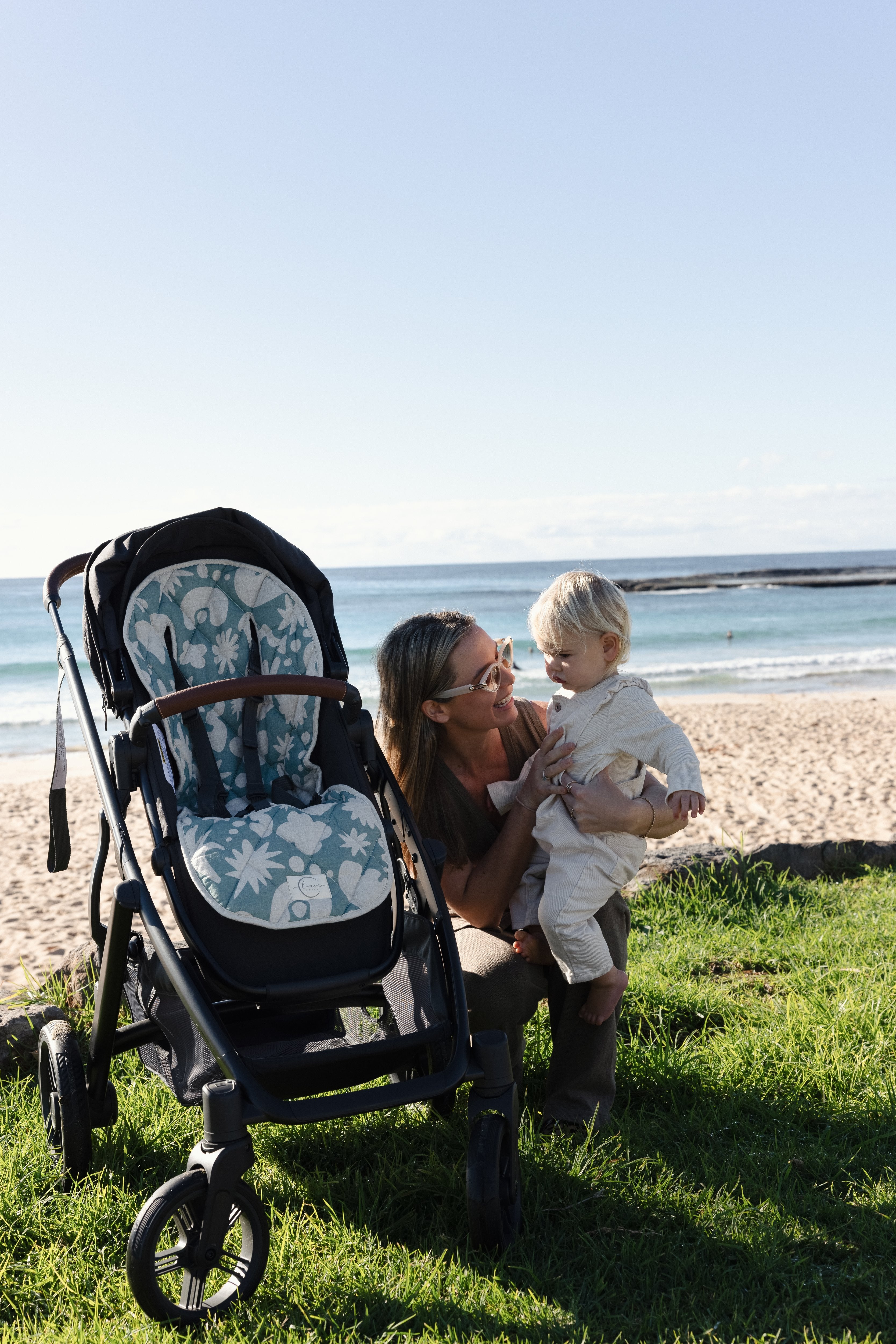 Pram Liner - Opal Sage Print