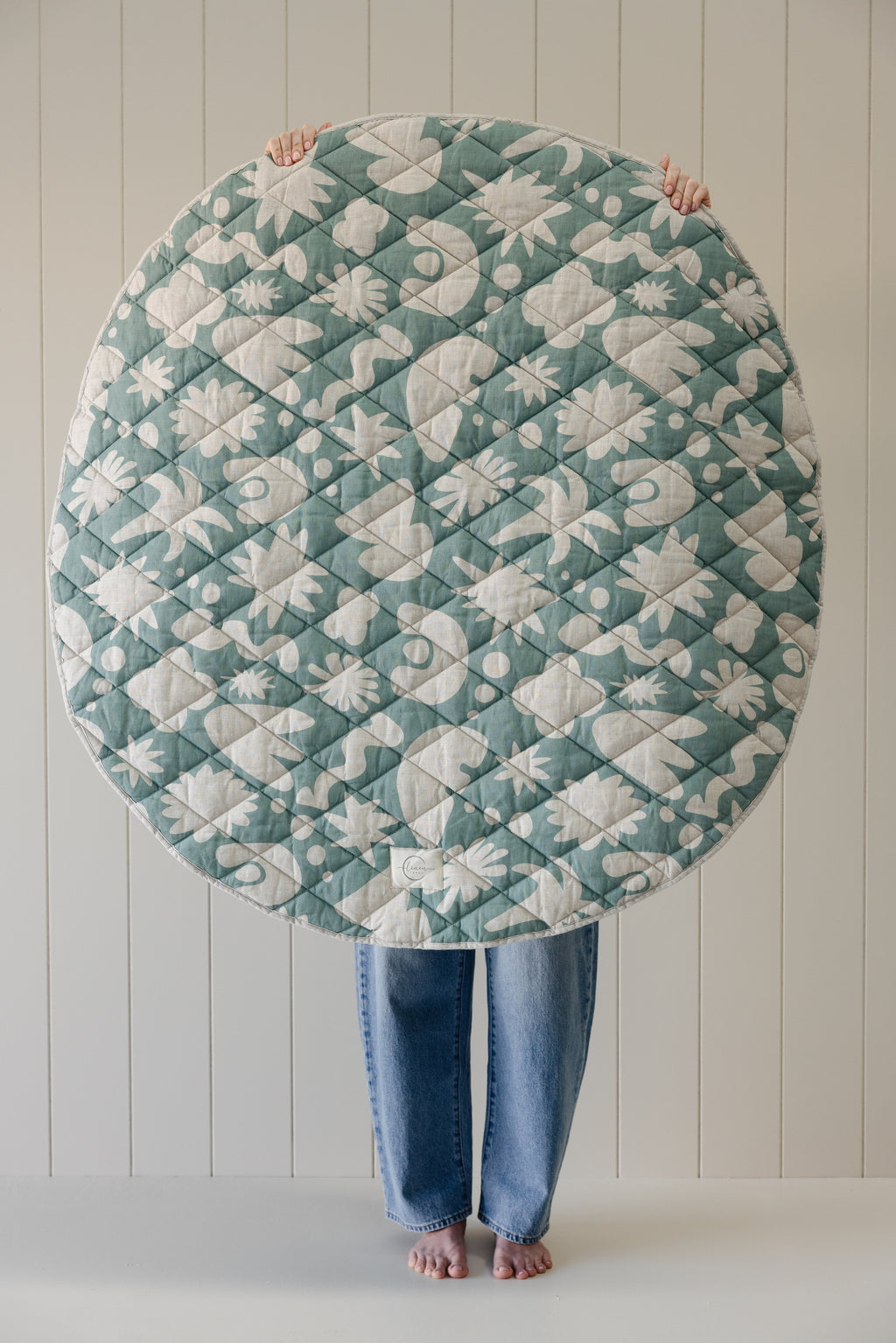Round Play Mat- Opal Sage print