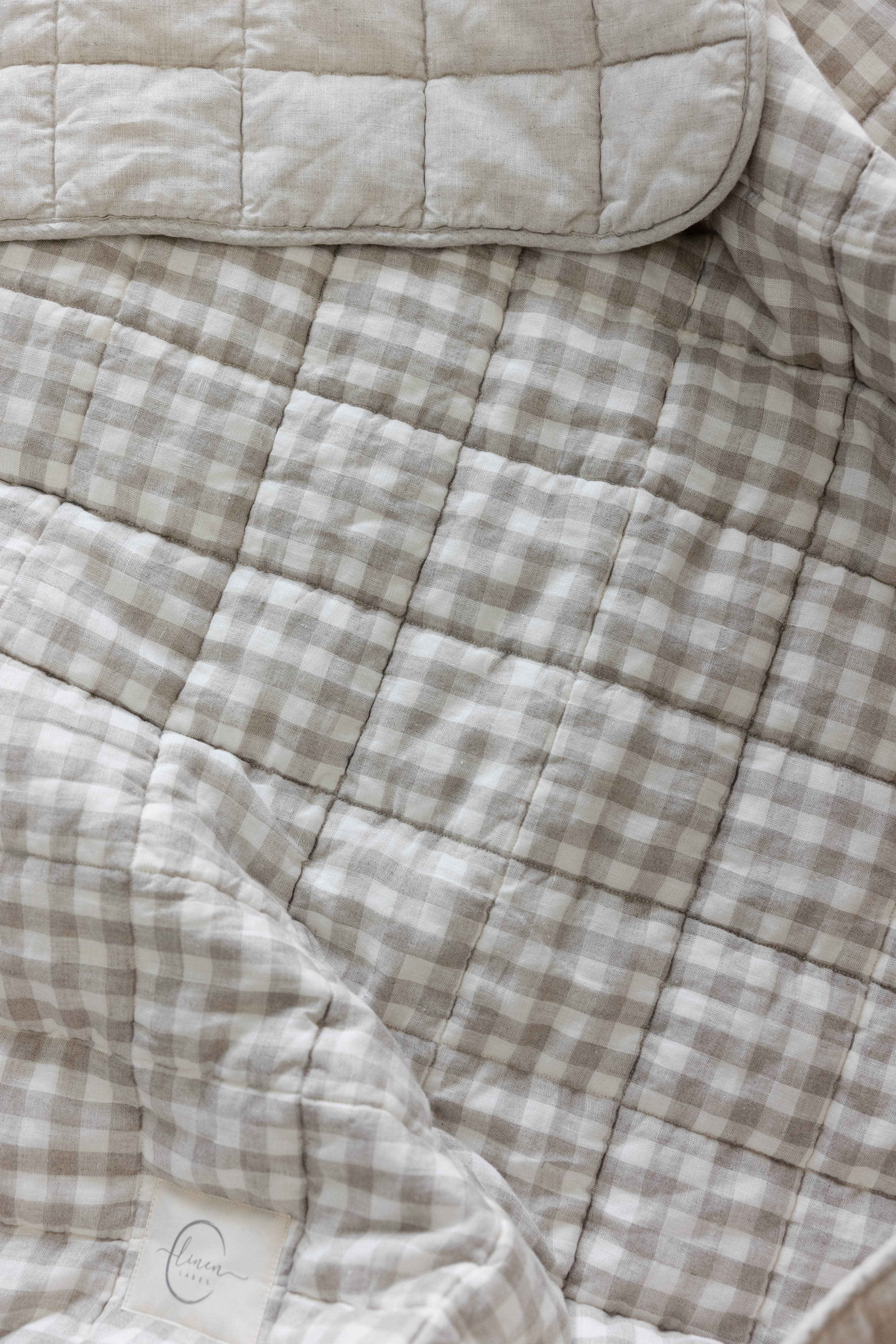 Rectangle Toddler blanket & Play Mat- Natural Gingham & Oat