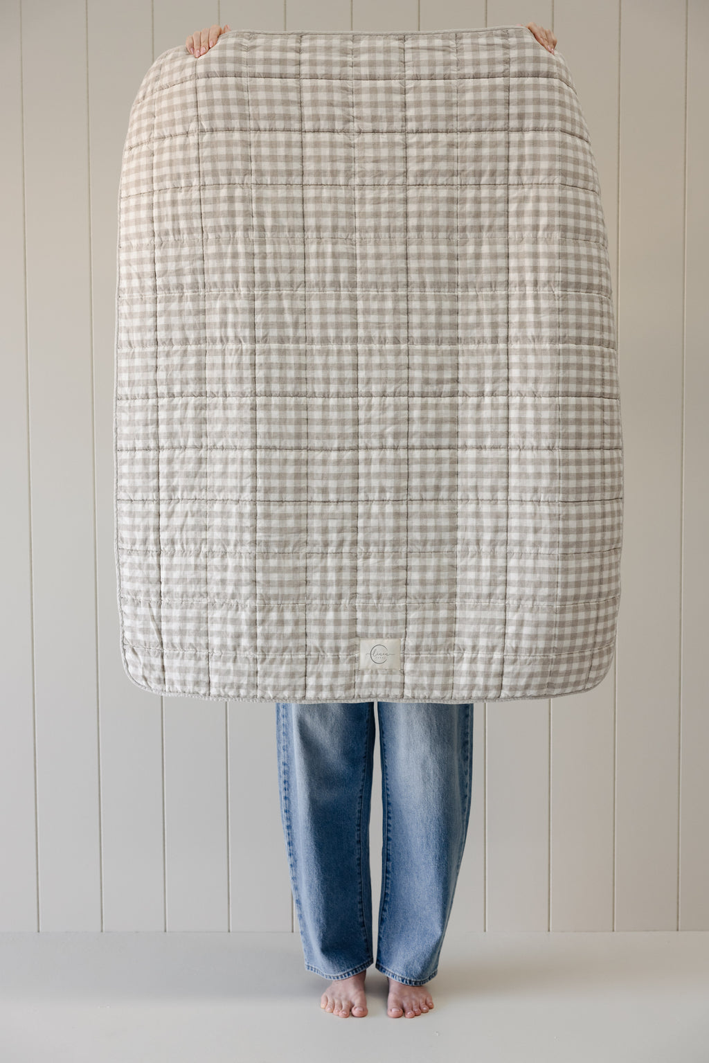 Rectangle Toddler blanket & Play Mat- Natural Gingham & Oat