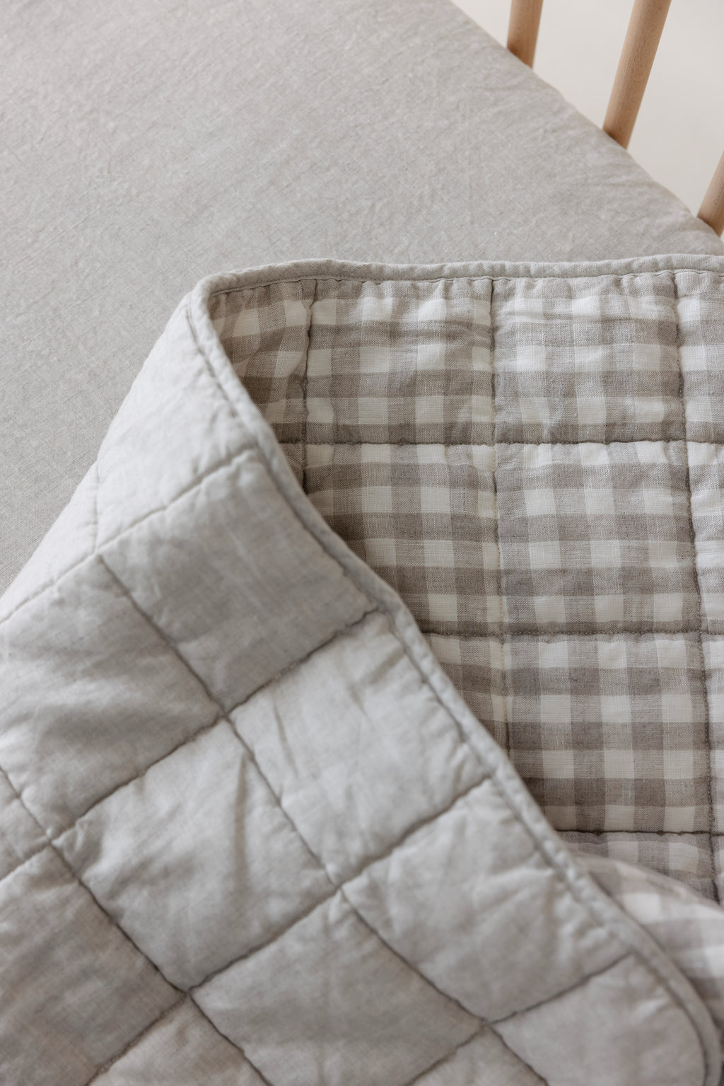Rectangle Toddler blanket & Play Mat- Natural Gingham & Oat