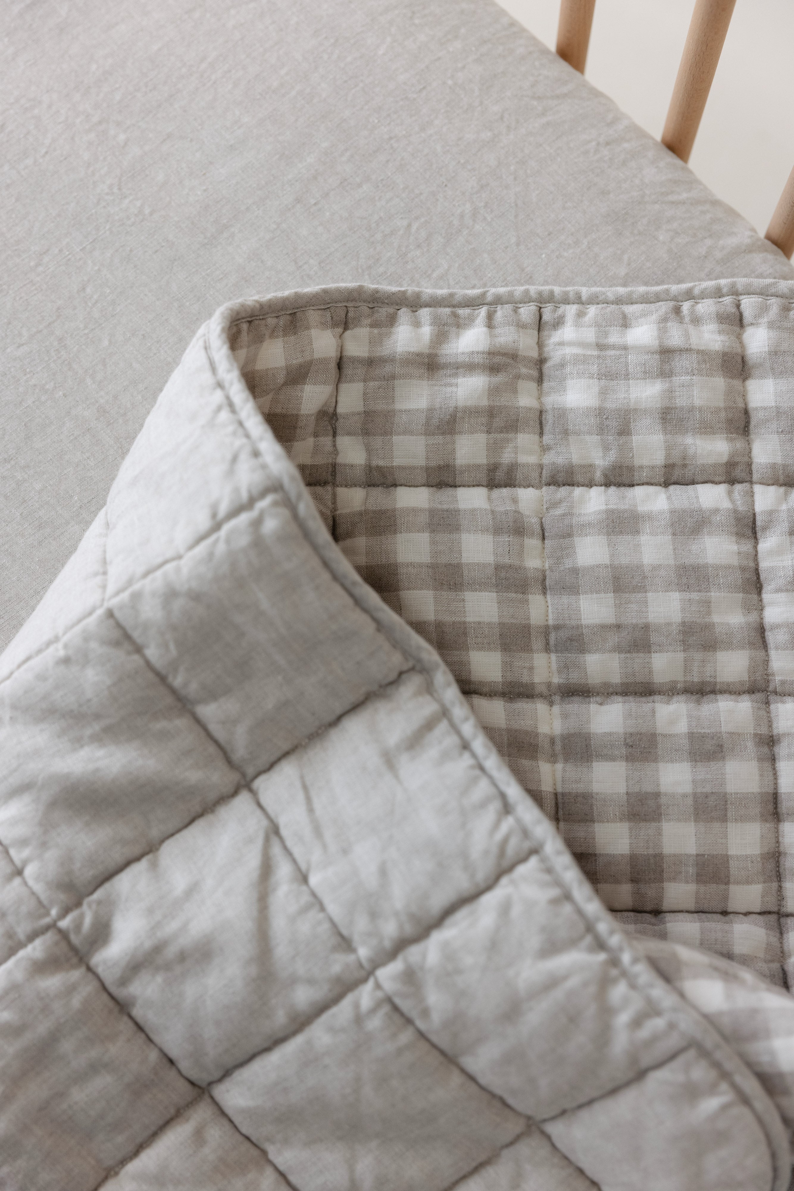 Rectangle Toddler blanket & Play Mat- Natural Gingham & Oat