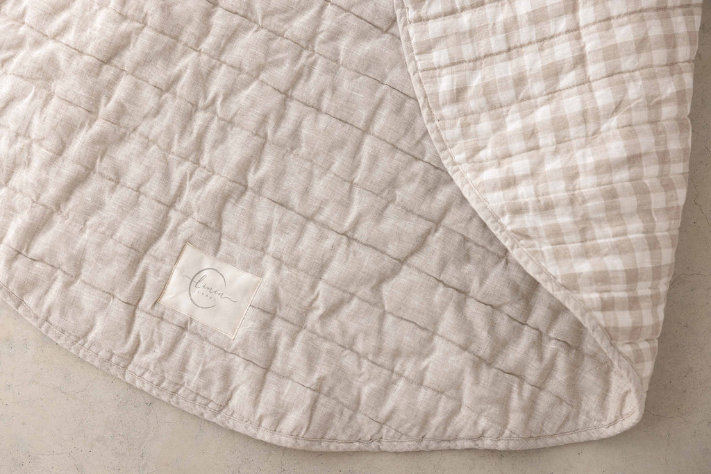 Oat & Gingham Stripe Quilted - Play Mat