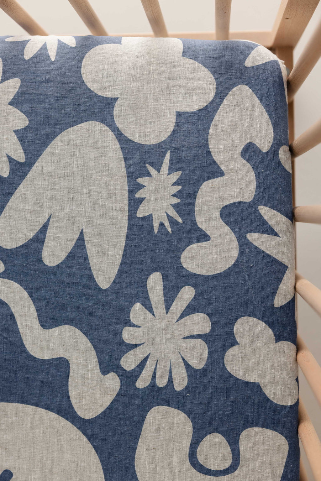 Cot Sheet - Sungazer Print Denim Blue