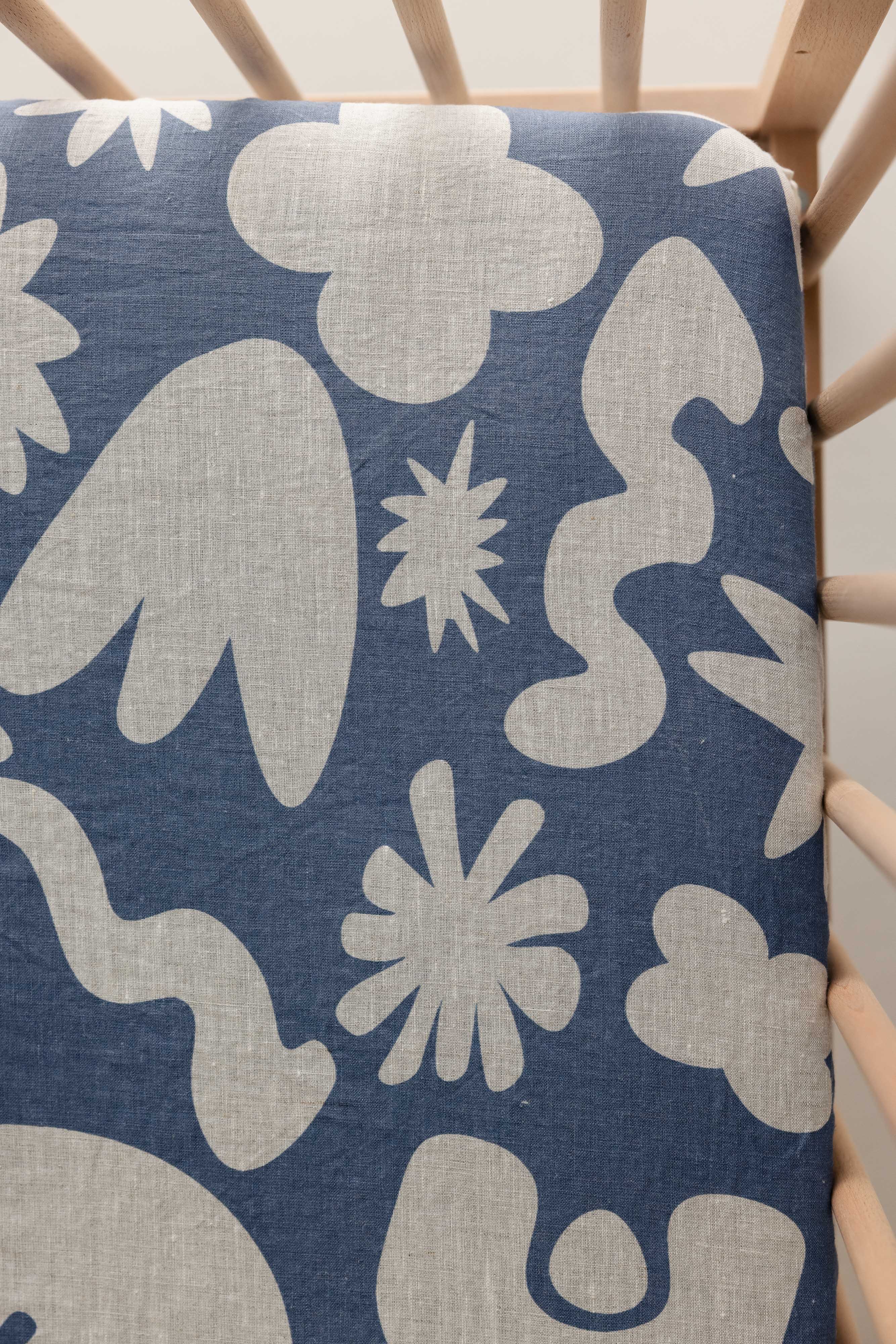 Cot Sheet - Sungazer Print Denim Blue