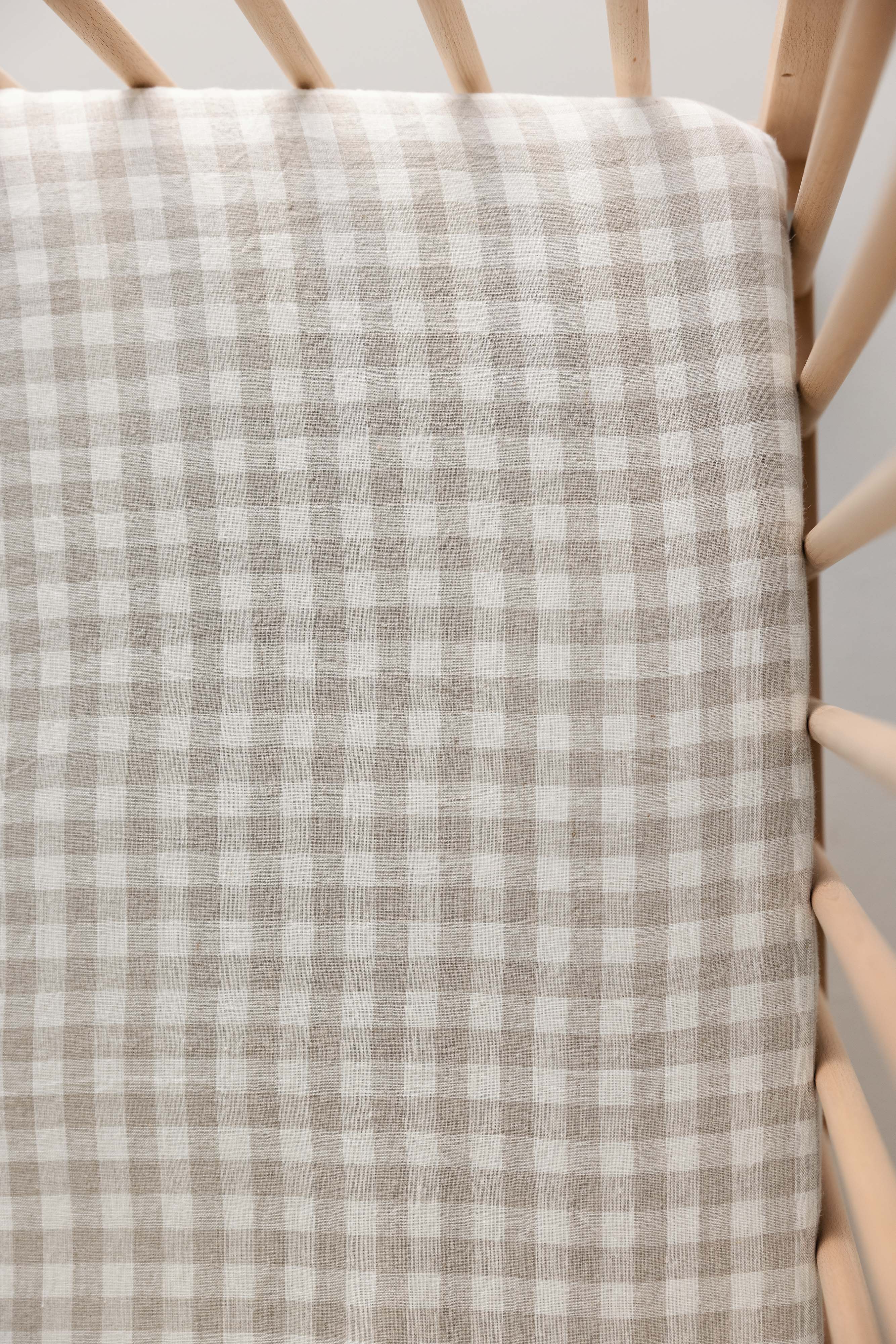 Cot Sheet - Natural Gingham