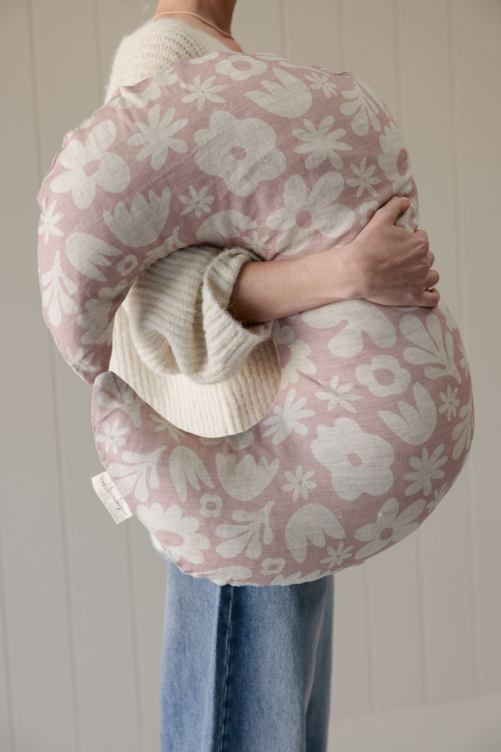 Moon Shape Nursing Pillow- Print Blush