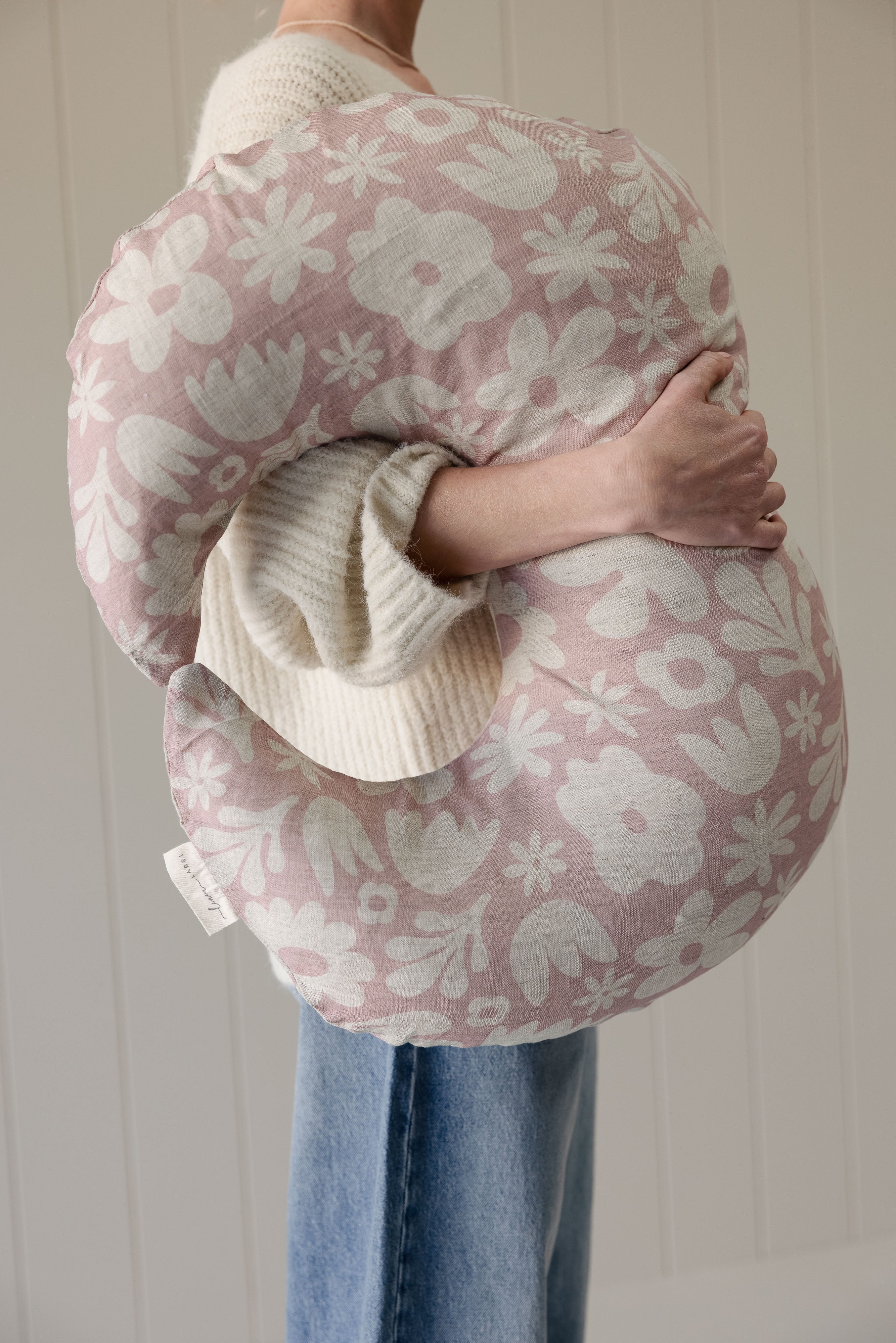 Moon Shape Nursing Pillow- Print Blush