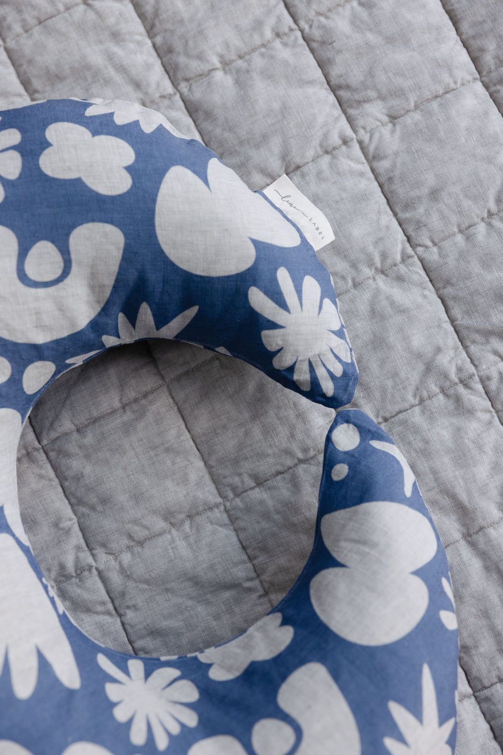 Moon Shape Nursing Pillow- Print Denim Blue