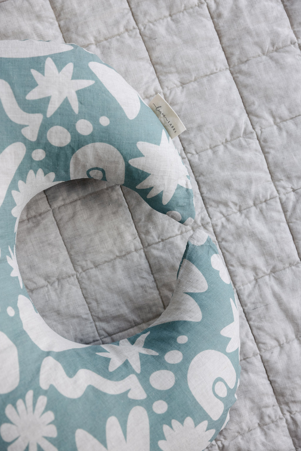 Moon Shape Nursing Pillow- Print Opal Sage