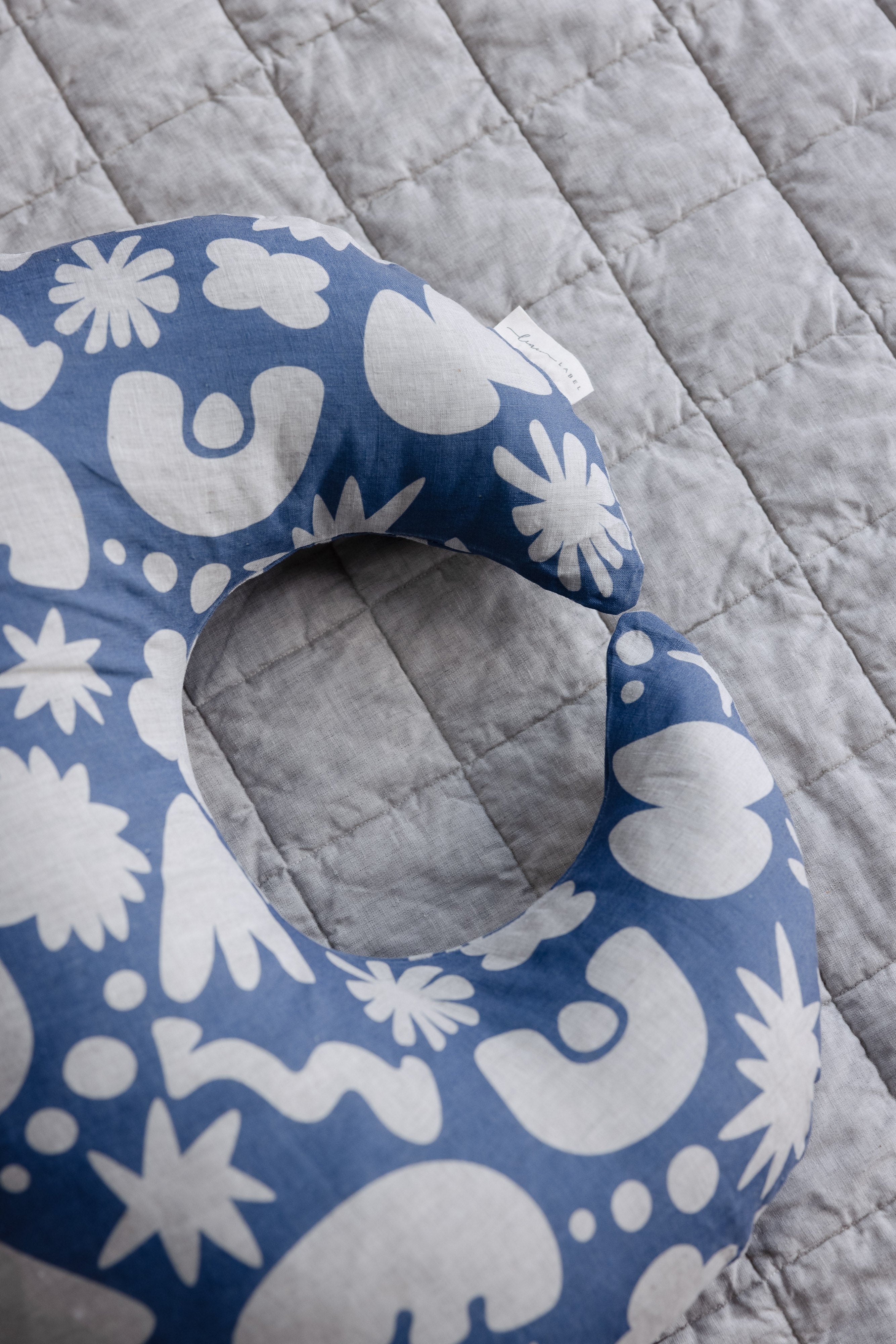 Cover Only- Pure Linen Moon Shape Nursing Pillow Cover