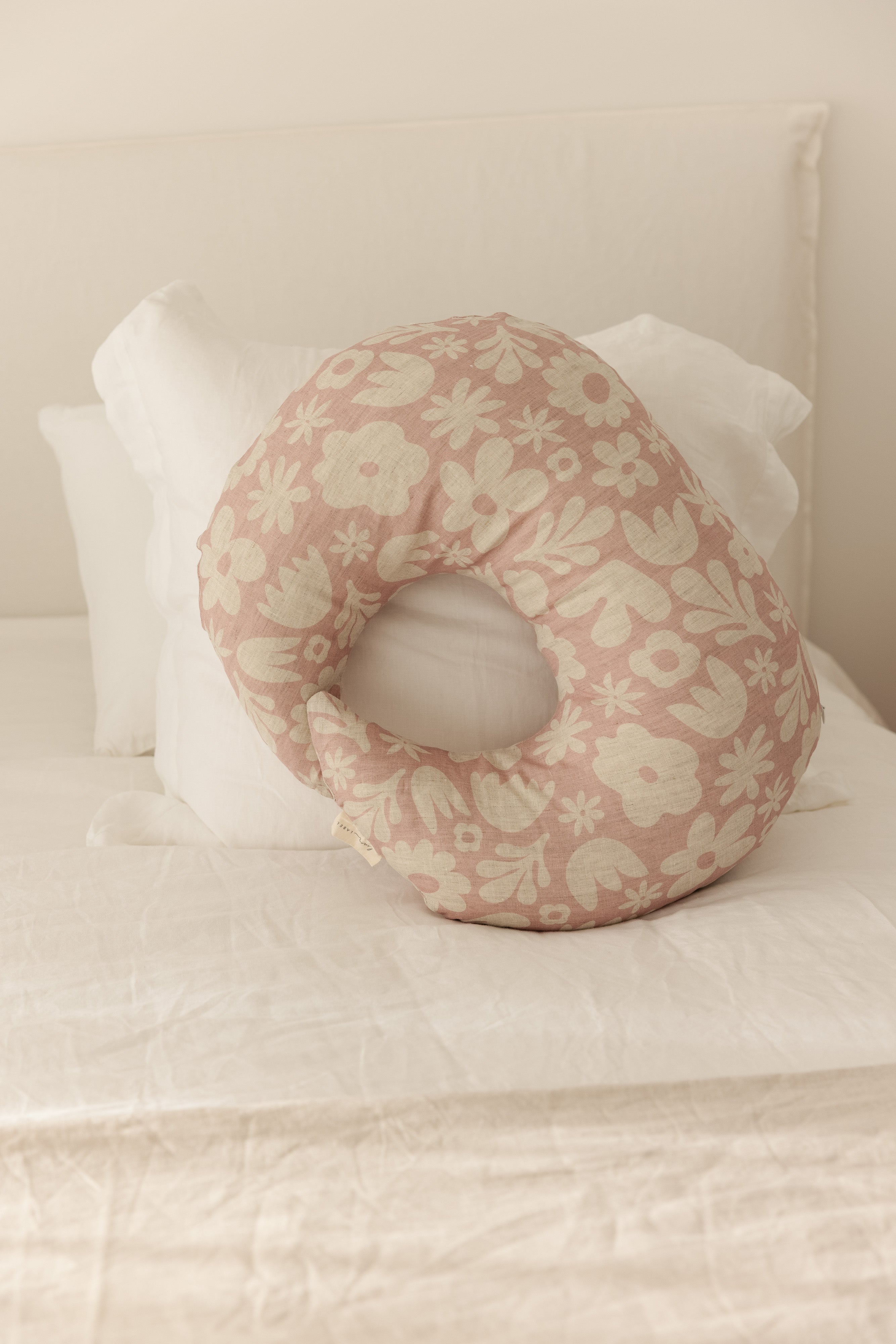 Moon Shape Nursing Pillow- Print Blush