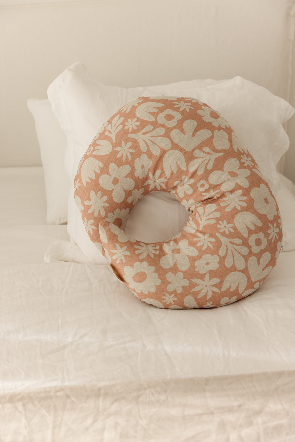 Moon Shape Nursing Pillow- Print Soft Clay