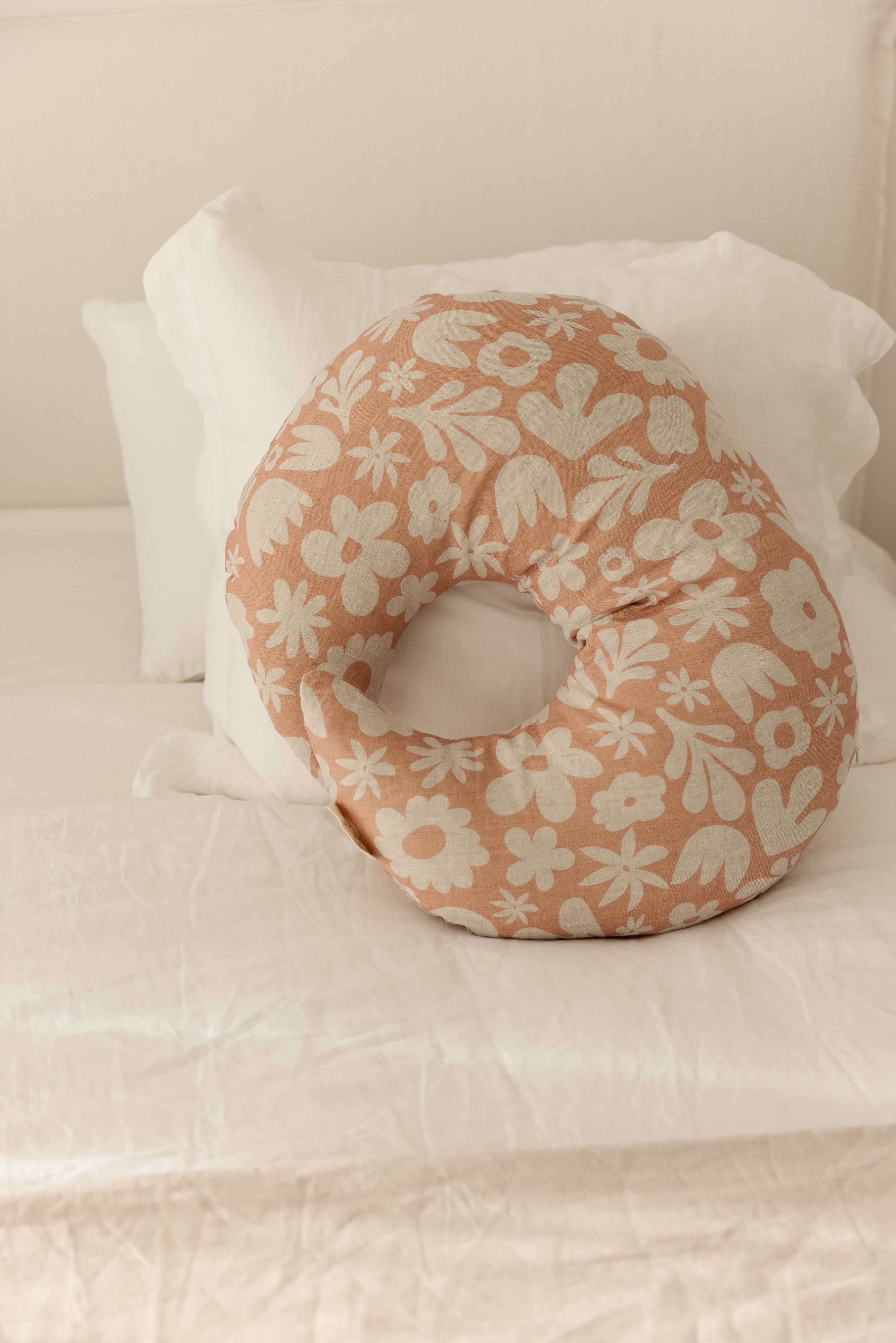 Moon Shape Nursing Pillow- Print Soft Clay