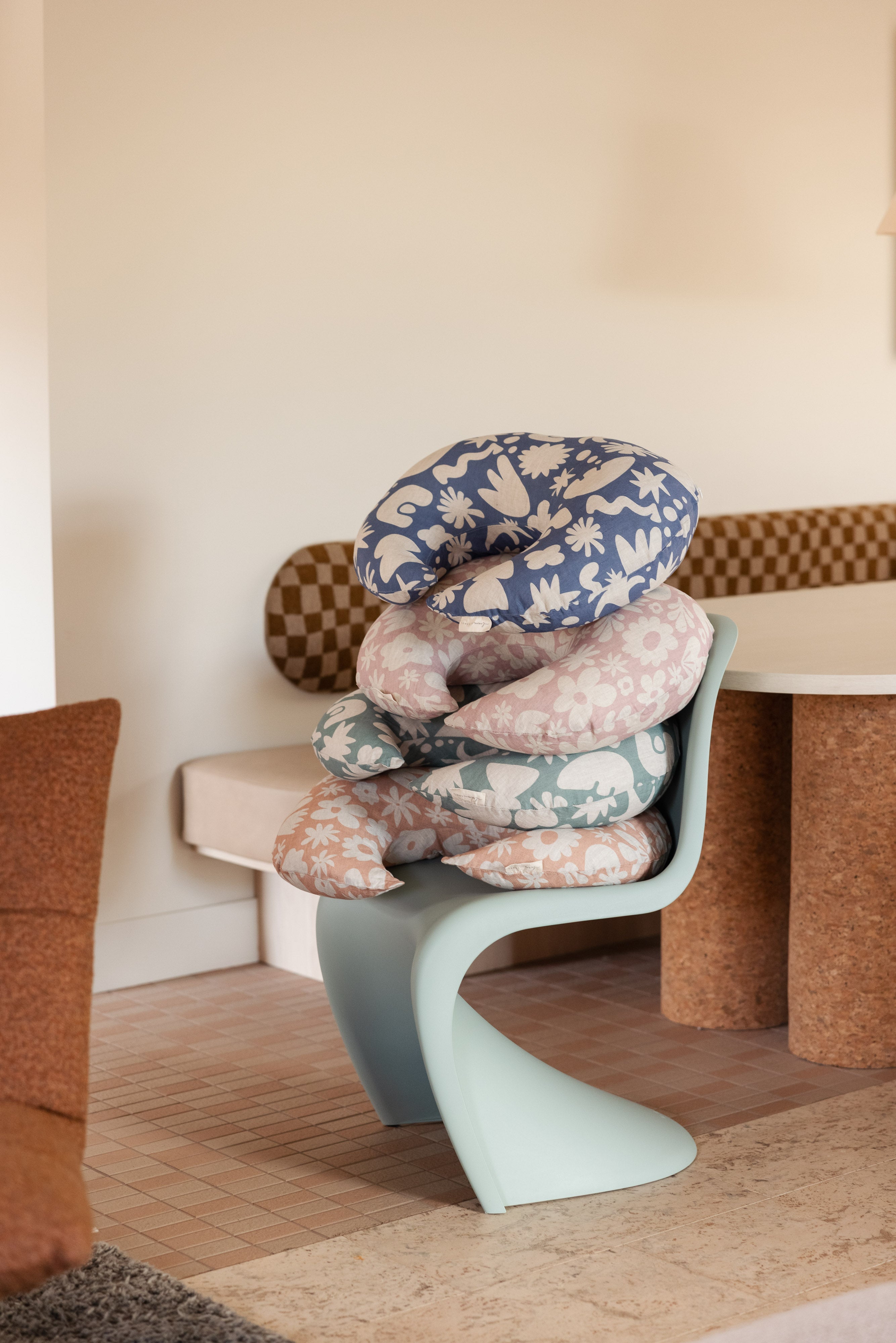 Moon Shape Nursing Pillow- Print Soft Clay