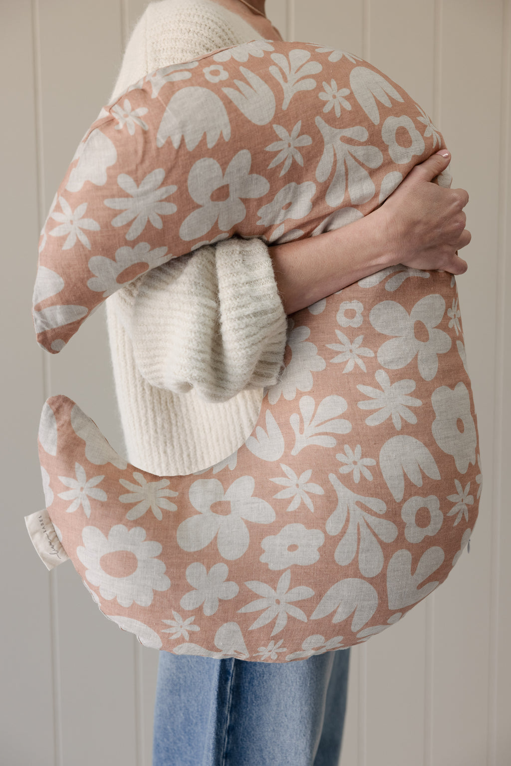Moon Shape Nursing Pillow- Print Soft Clay